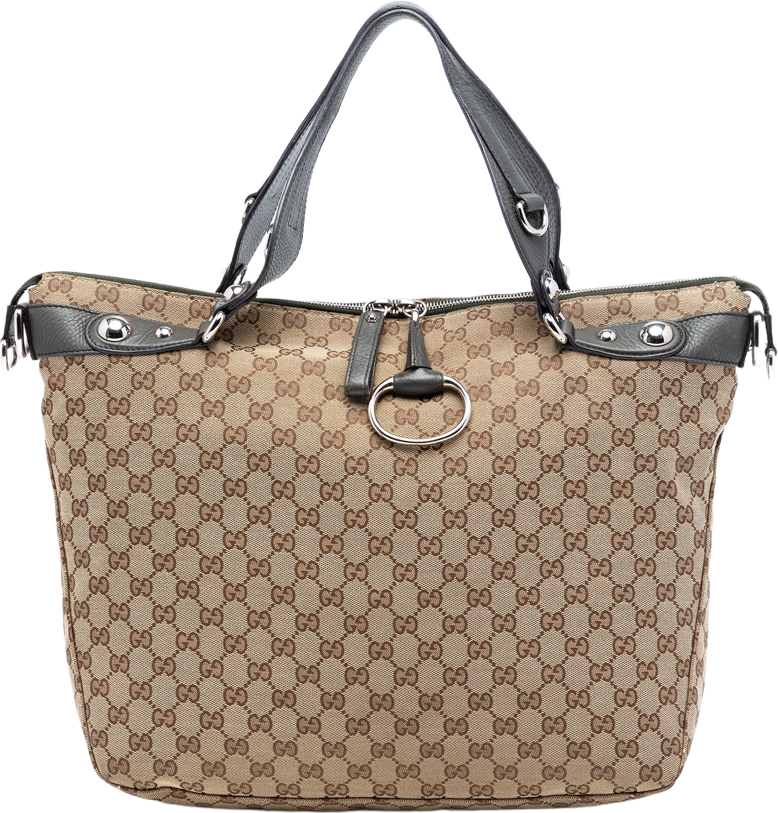 Gucci Large Gg Canvas Icon Bit Satchel, från Luxclusif, i färgen beige.
