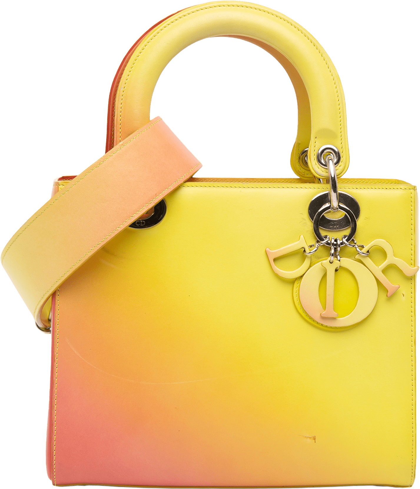 Dior Medium Ombre Calfskin Lady Dior, från Luxclusif, i färgen yellow.