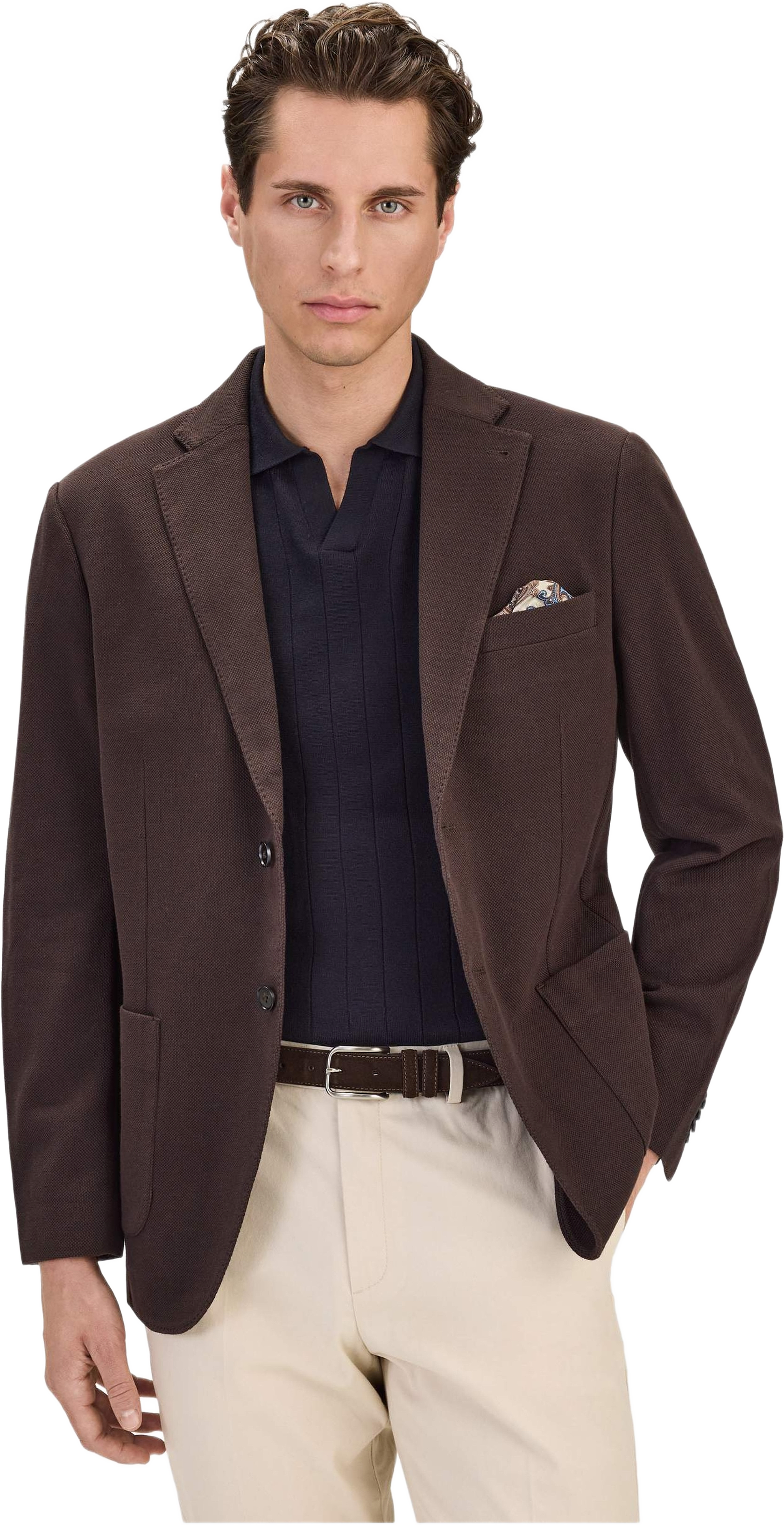 Knitted Blazer, från John Henric, i färgen dark brown.