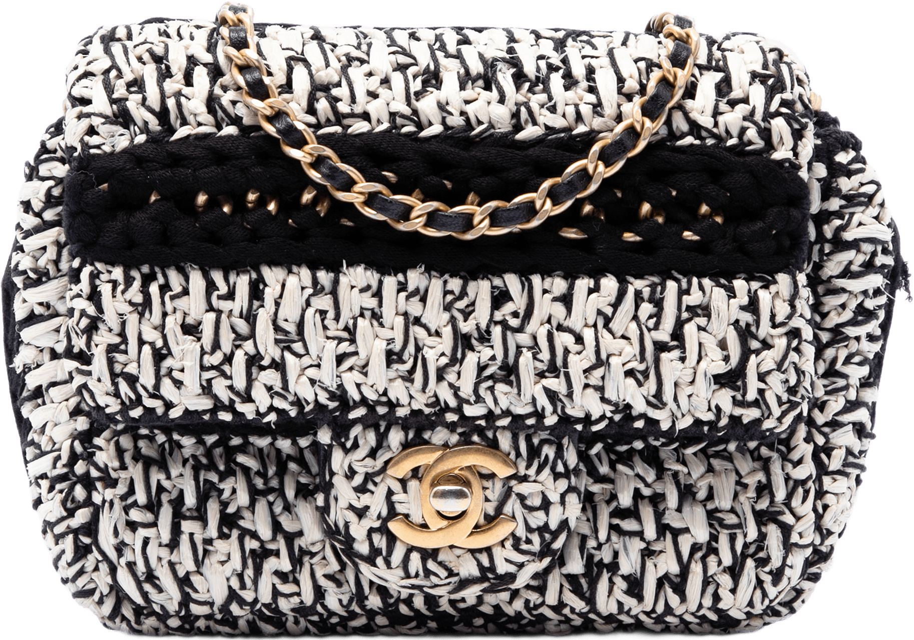 Chanel Raffia Braided With Love Flap, från Luxclusif, i färgen vit.