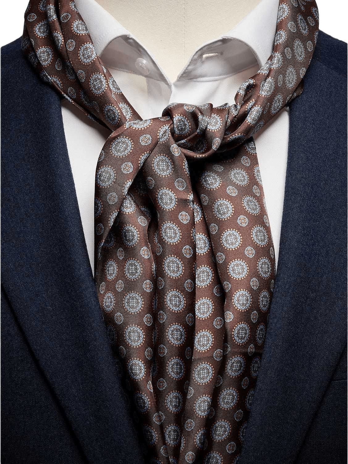 Silk Scarf Geometric, från John Henric, i färgen brown.