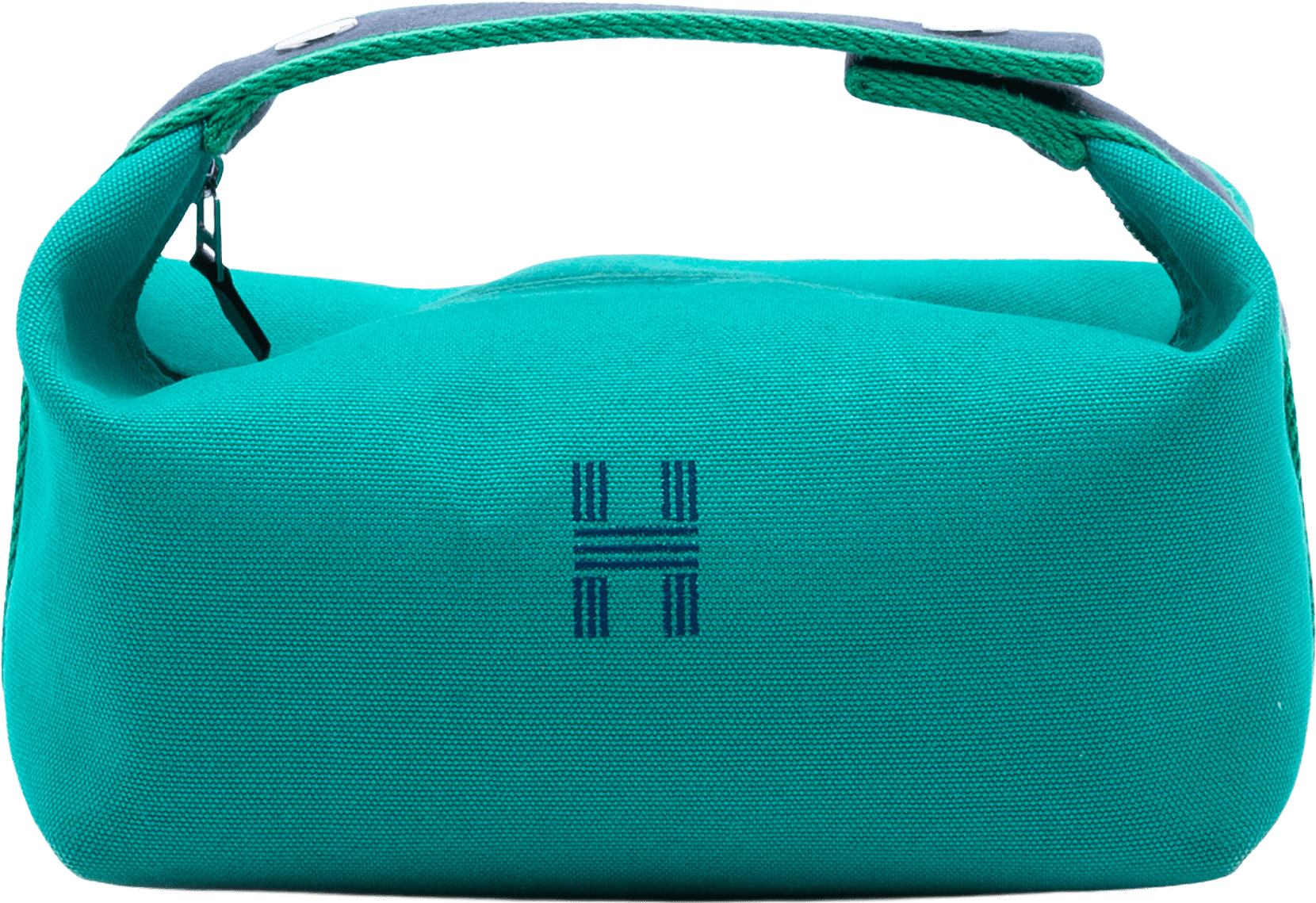 Hermès Small Canvas Bride A Brac Case, från Luxclusif, i färgen turquoise.