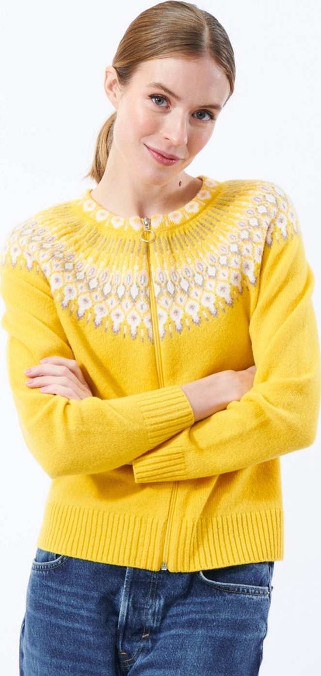 Audrey Cardigan, från Jumperfabriken, i färgen yellow.