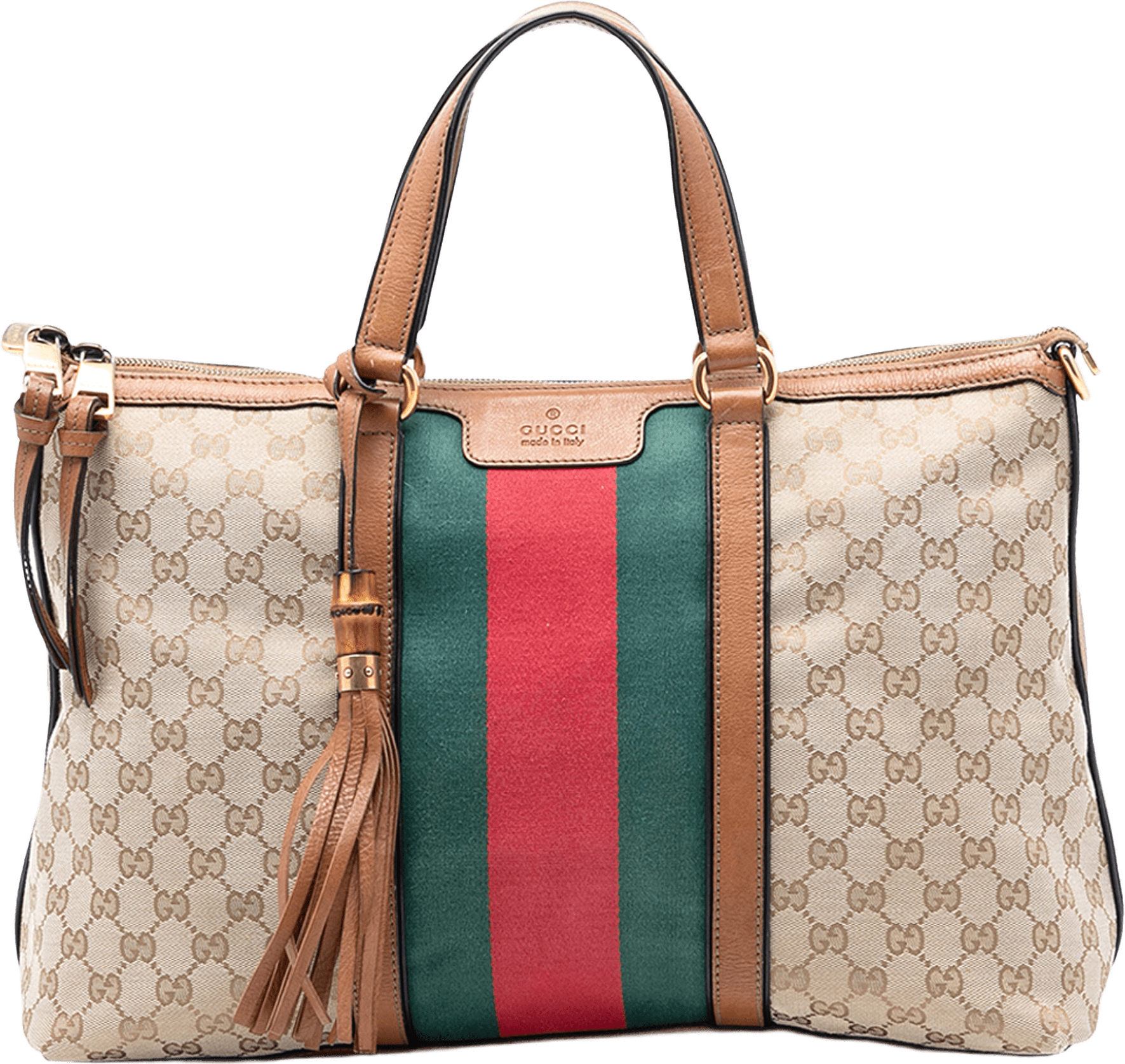 Gucci Medium Gg Canvas Web Rania Top Handle Bag, från Luxclusif, i färgen beige.