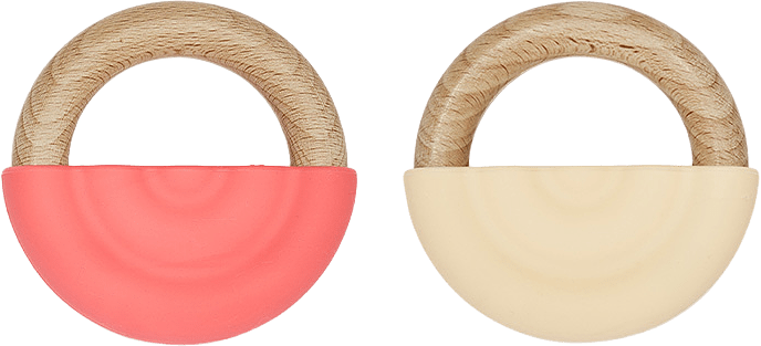 Rainbow Teether - Pack Of 2, från OYOY Mini, i färgen cherry red / vanilla.