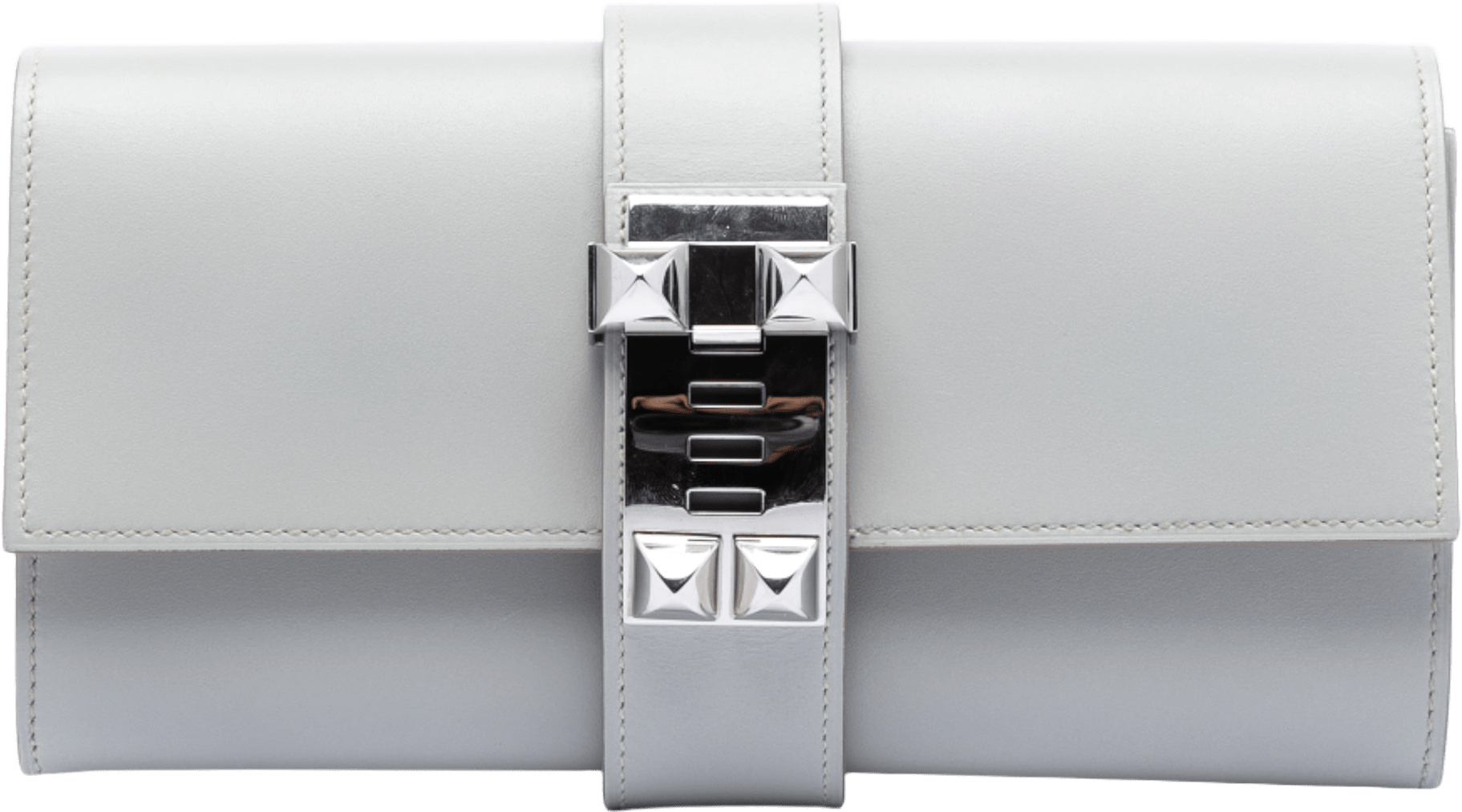 Hermès Tadelakt Medor Clutch 23, från Luxclusif, i färgen light gray.