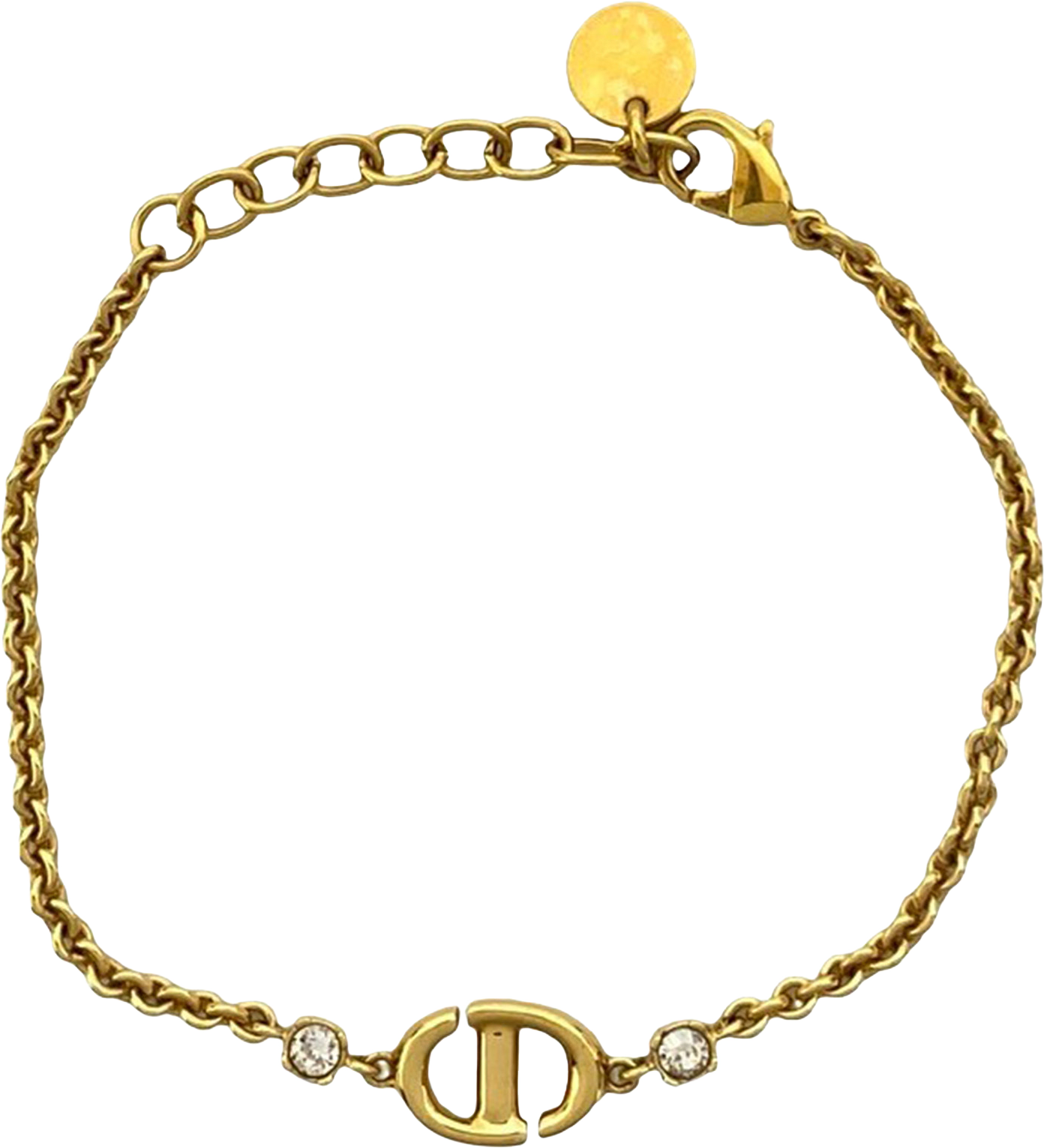 Dior Gold Plated Cd Logo Rhinestone Bracelet, från Luxclusif, i färgen gold.