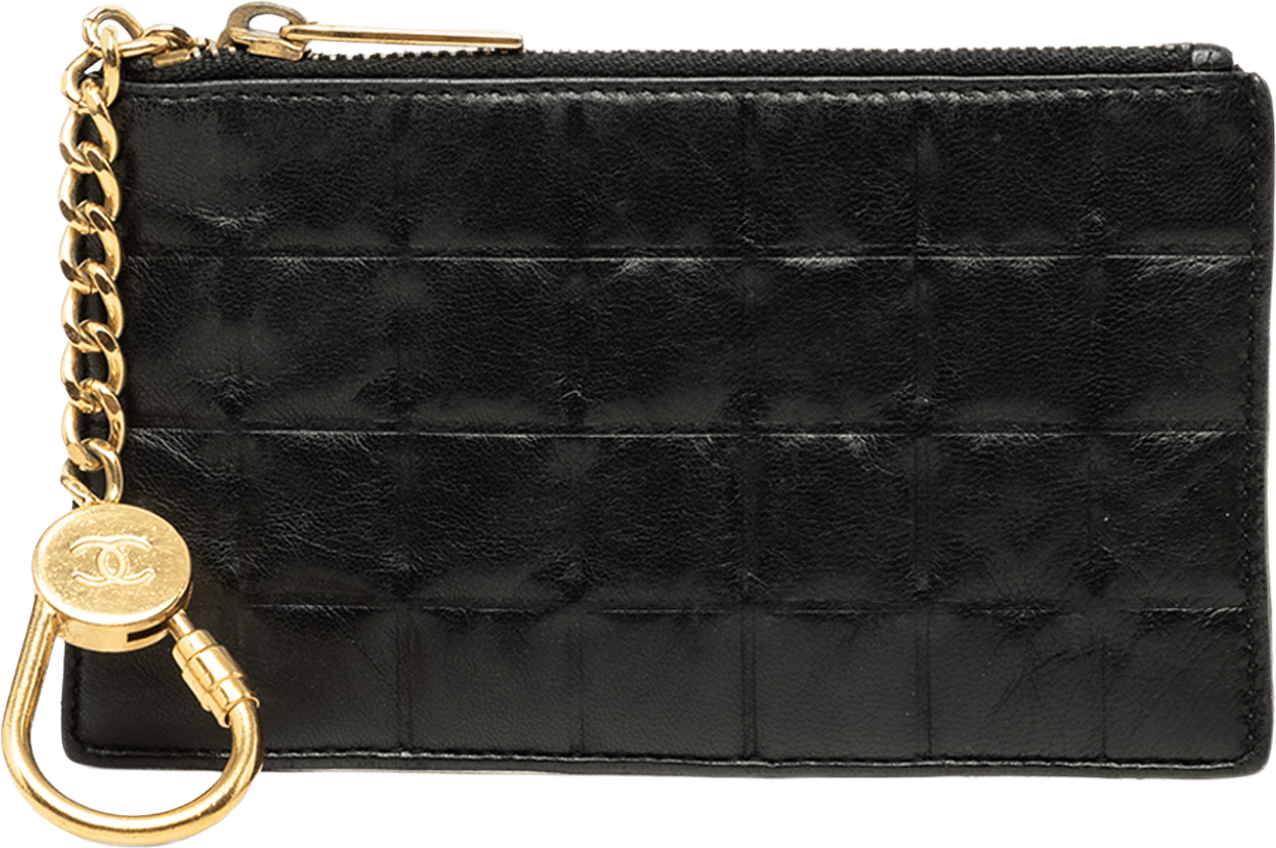 Chanel Chocolate Bar Lambskin Coin Purse, från Luxclusif, i färgen svart.