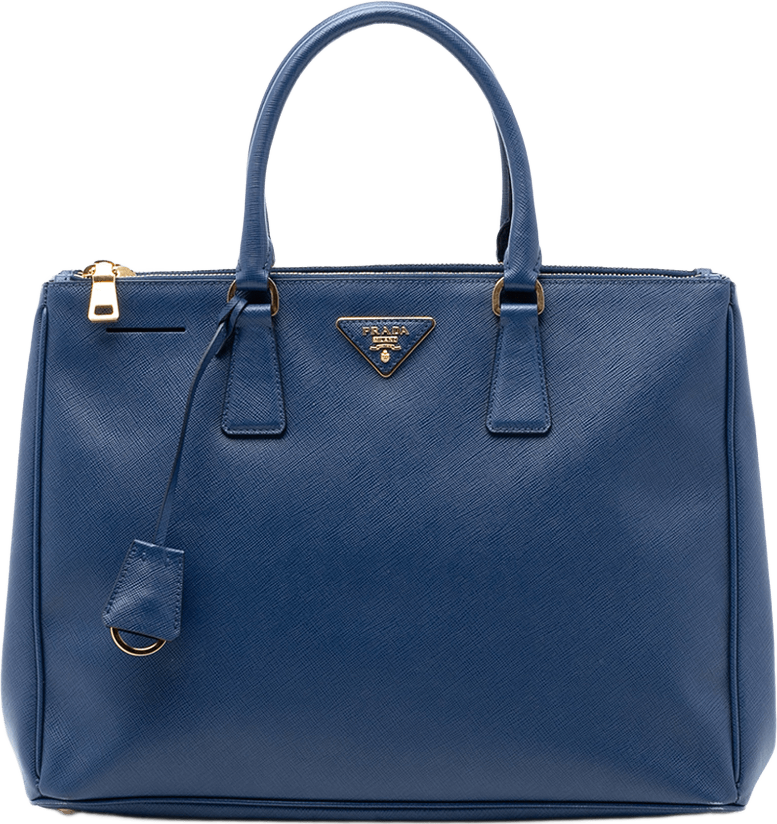 Prada Large Saffiano Lux Galleria Double Zip Tote, från Luxclusif, i färgen blue.