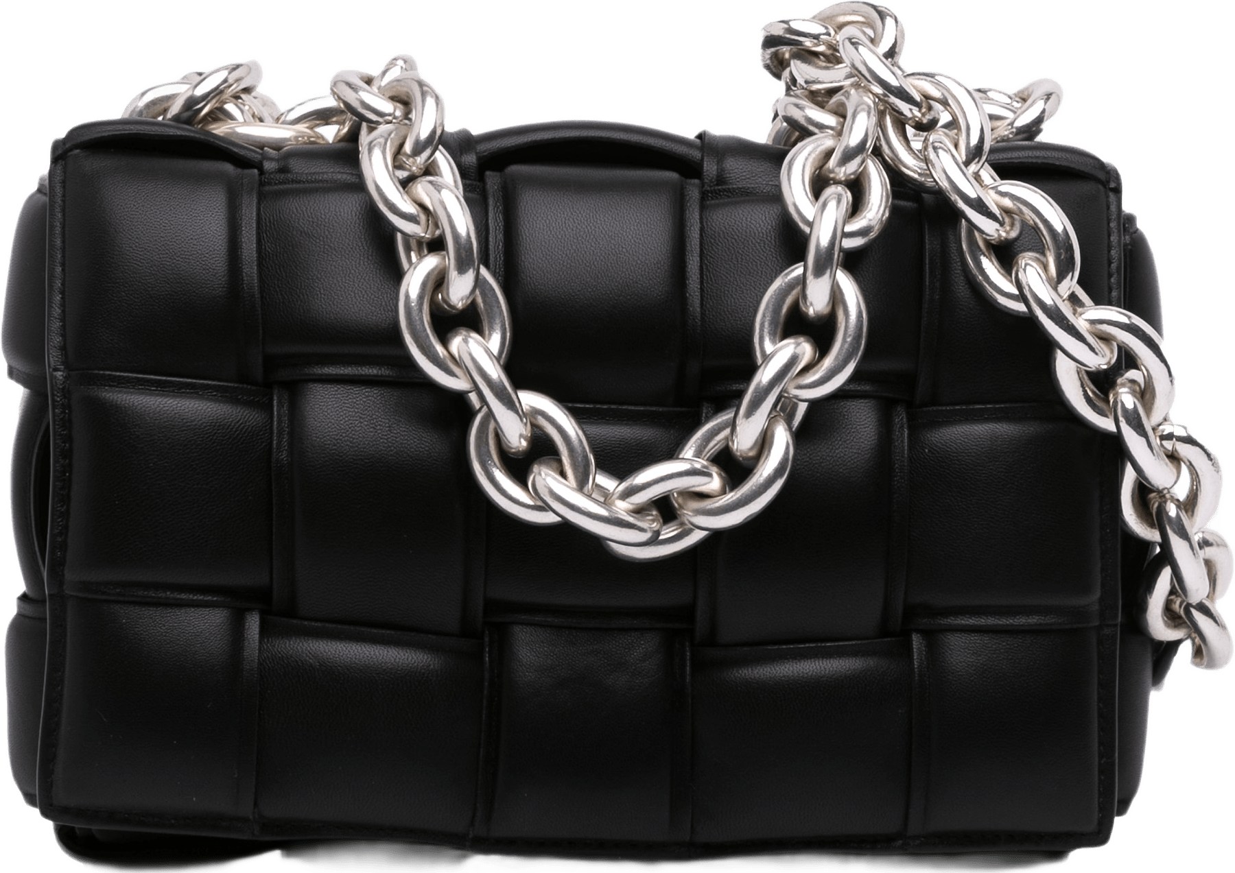 Bottega Veneta Nappa Intrecciato Padded Chain Cassette Satchel, från Luxclusif, i färgen black.