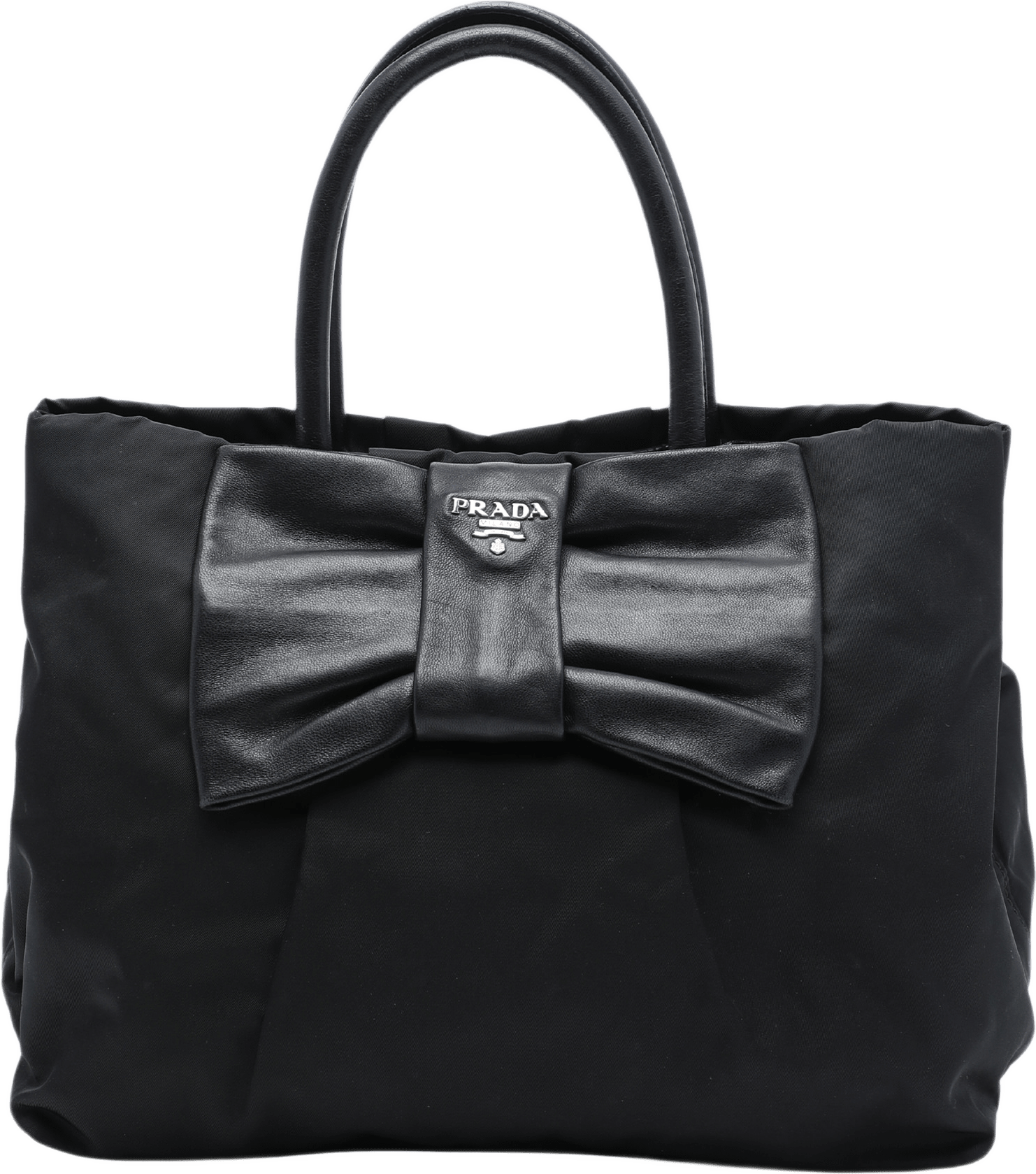 Prada Tessuto Fiocco Bow Tote, från Luxclusif, i färgen svart.