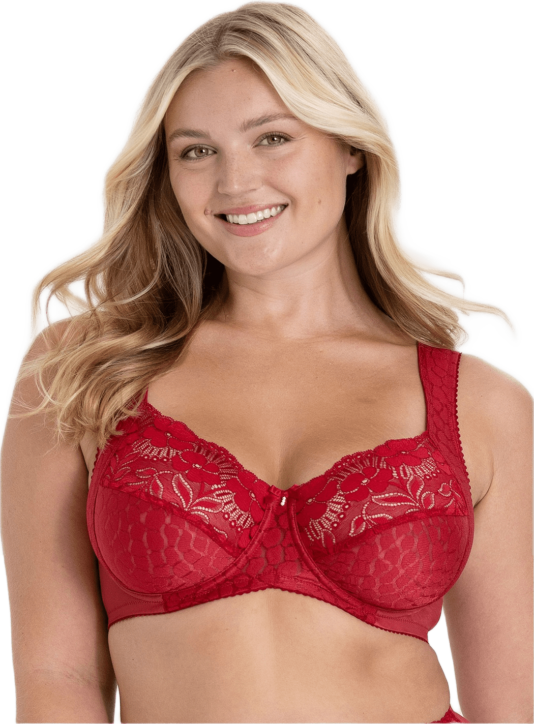 Jacquard & Lace Bh, från Miss Mary of Sweden, i färgen röd.