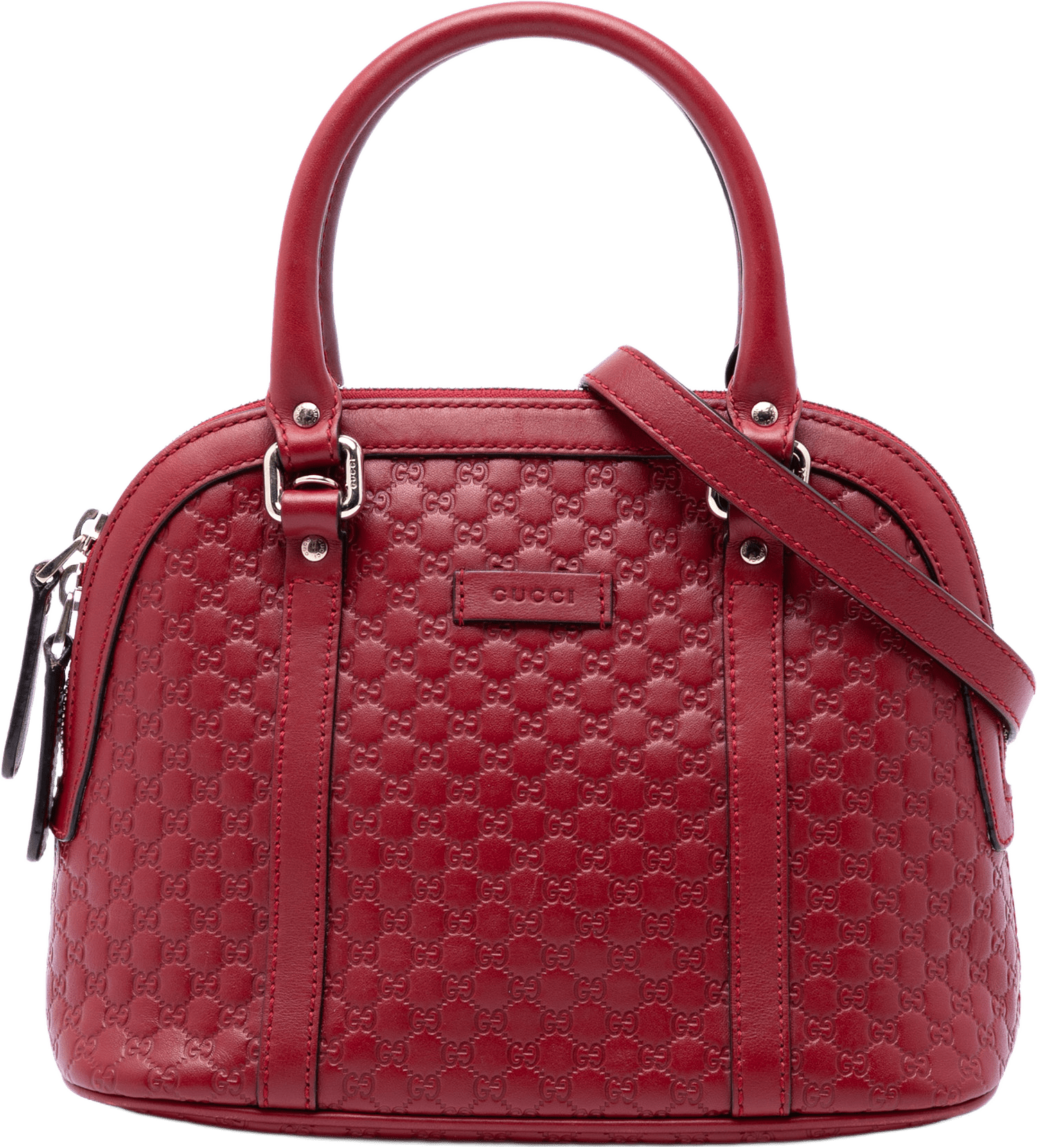 Gucci Mini Microguccissima Dome Satchel, från Luxclusif, i färgen röd.