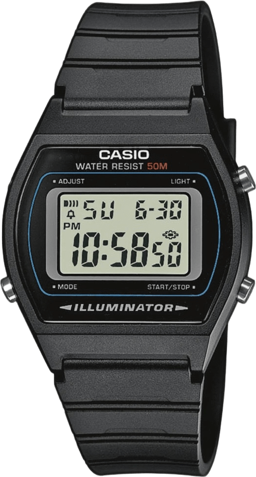 Casio Timeless Svart/svart, Plastband - W-202-1avef, från Casio, i färgen 1.