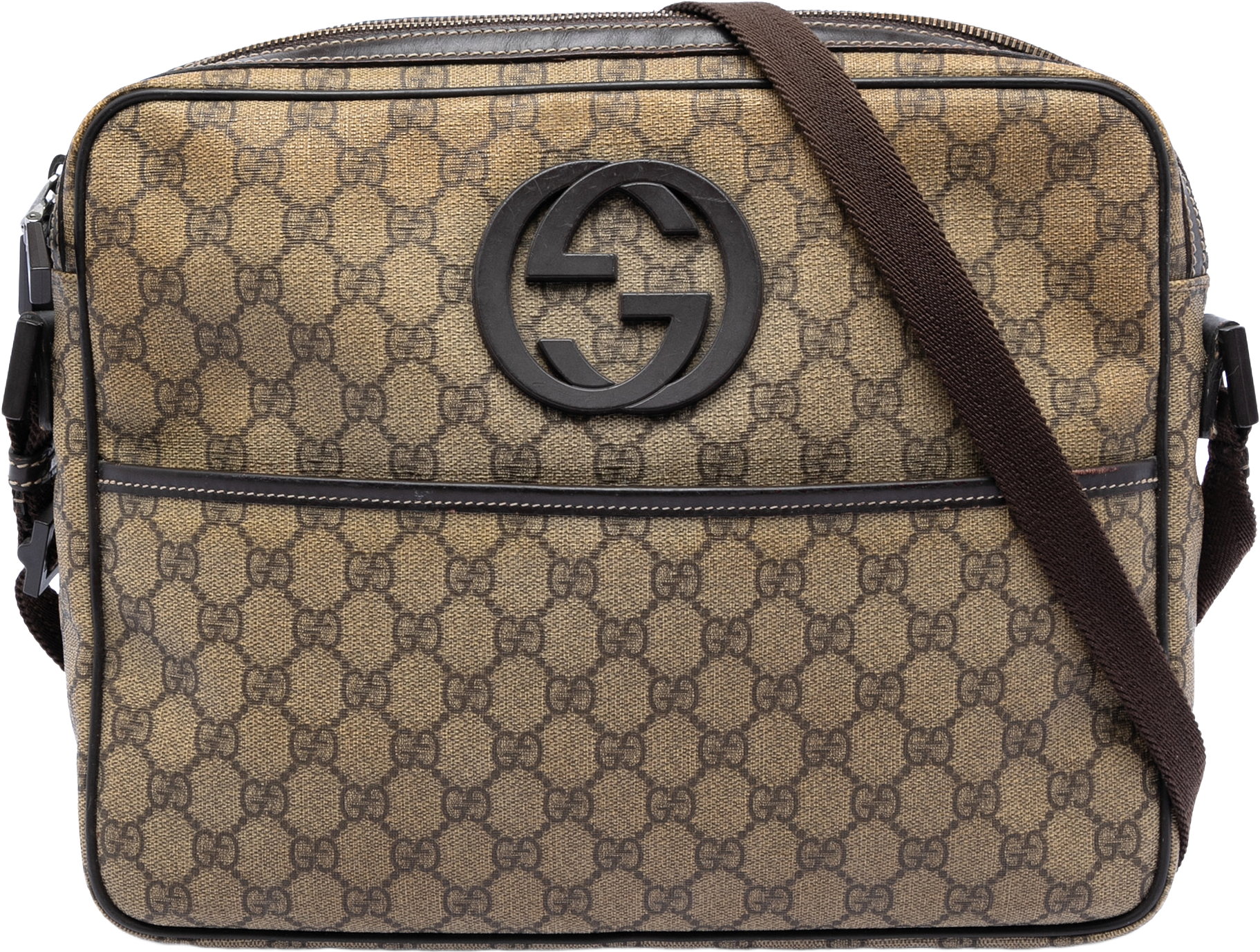 Gucci Gg Supreme Interlocking G Crossbody, från Luxclusif, i färgen beige.