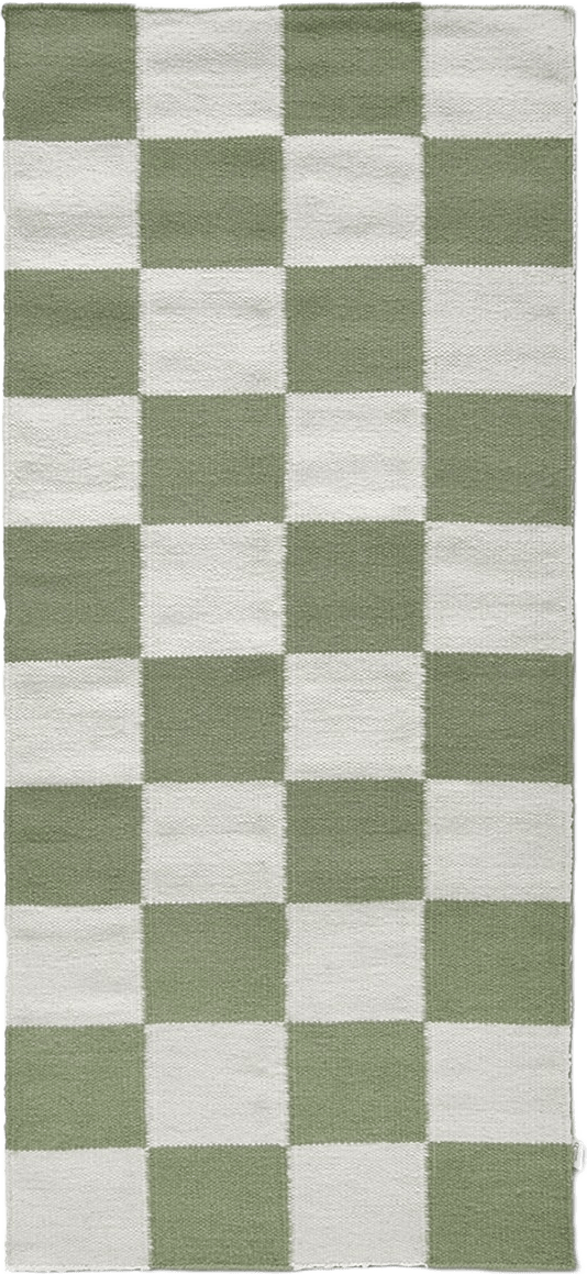 Gångmatta Square 80x250cm, från Classic Collection, i färgen vit/grön.