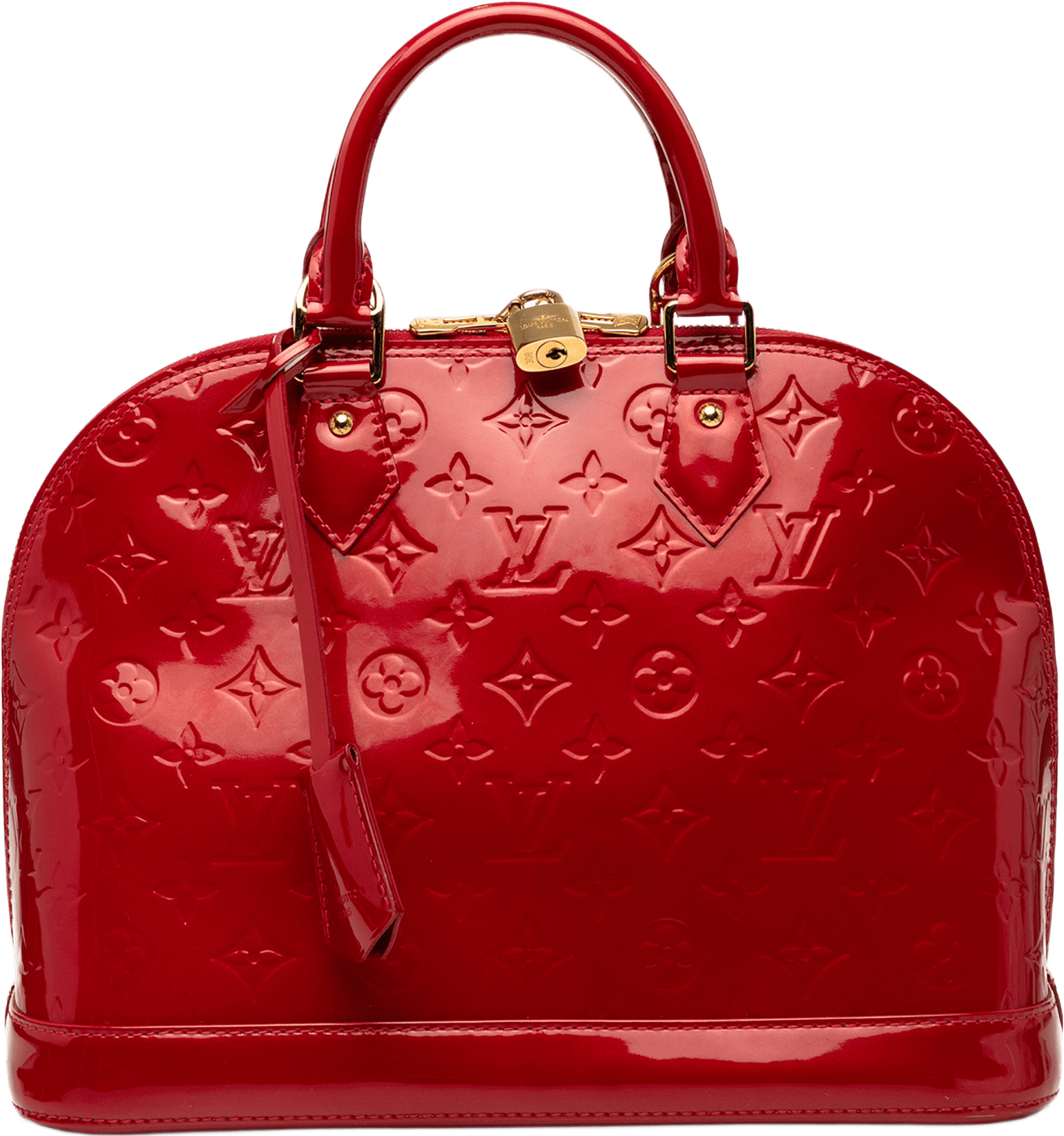 Louis Vuitton Monogram Vernis Alma Pm, från Luxclusif, i färgen red.