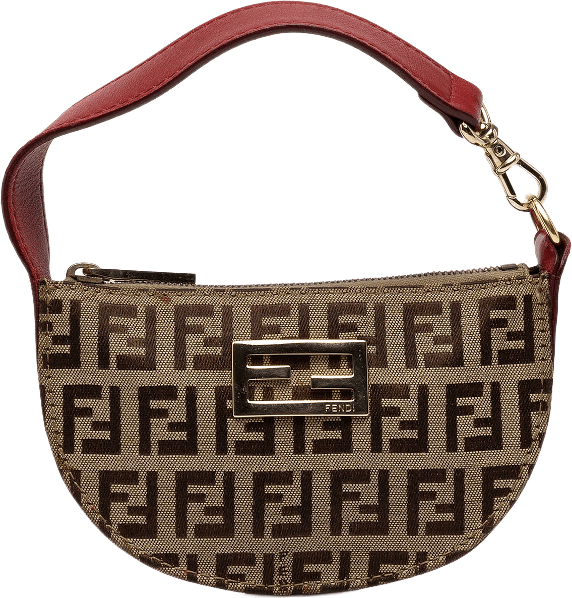 Fendi Mini Zucchino Canvas Half Moon Handbag, från Luxclusif, i färgen beige.