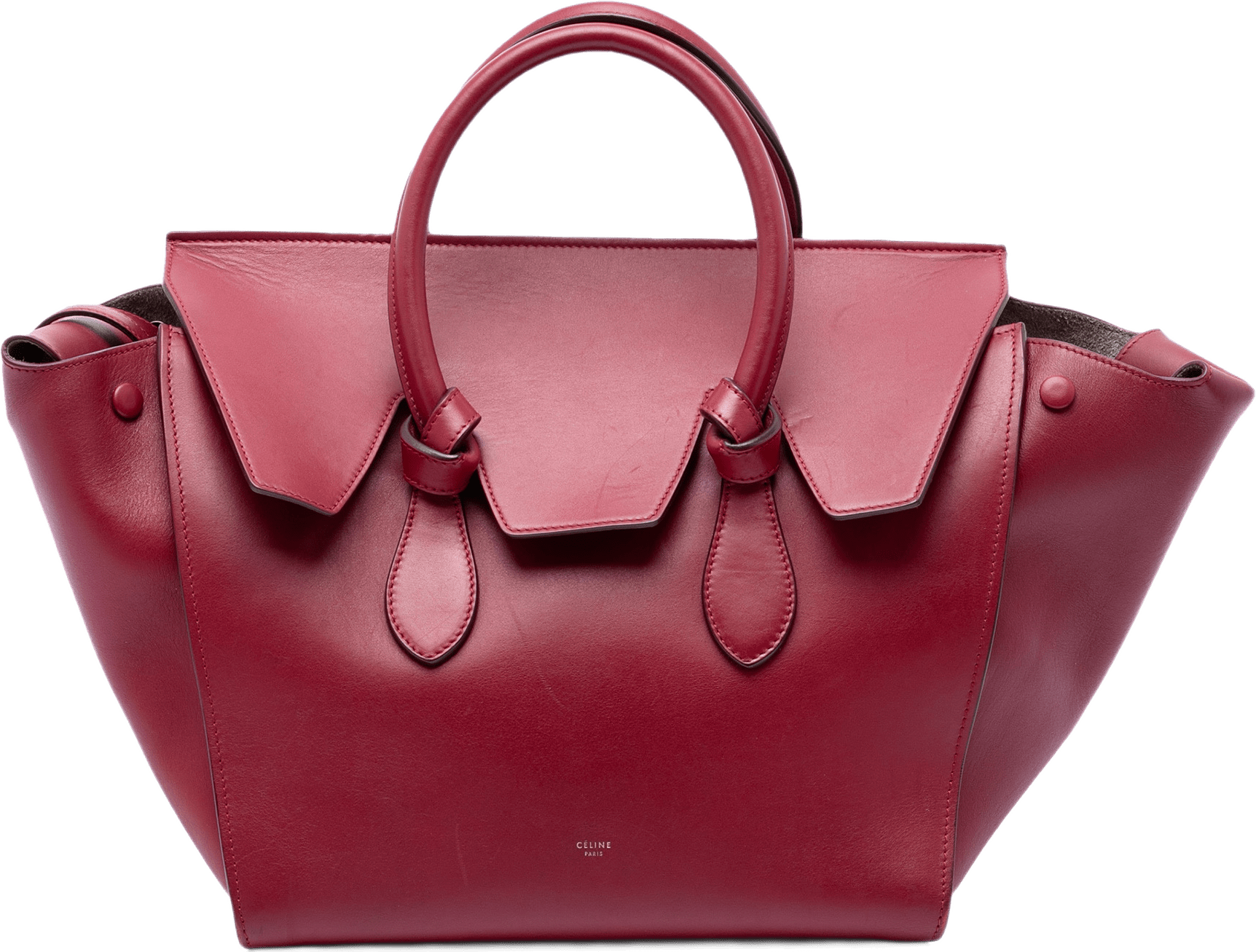 Celine Small Leather Tie Tote, från Luxclusif, i färgen röd.
