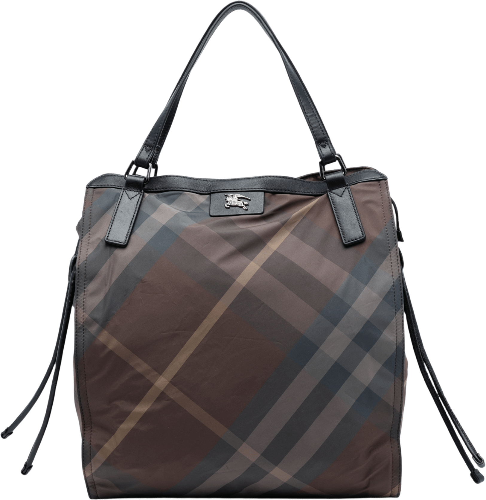 Burberry Supernova Check Nylon Buckleigh Tote, från Luxclusif, i färgen brown.