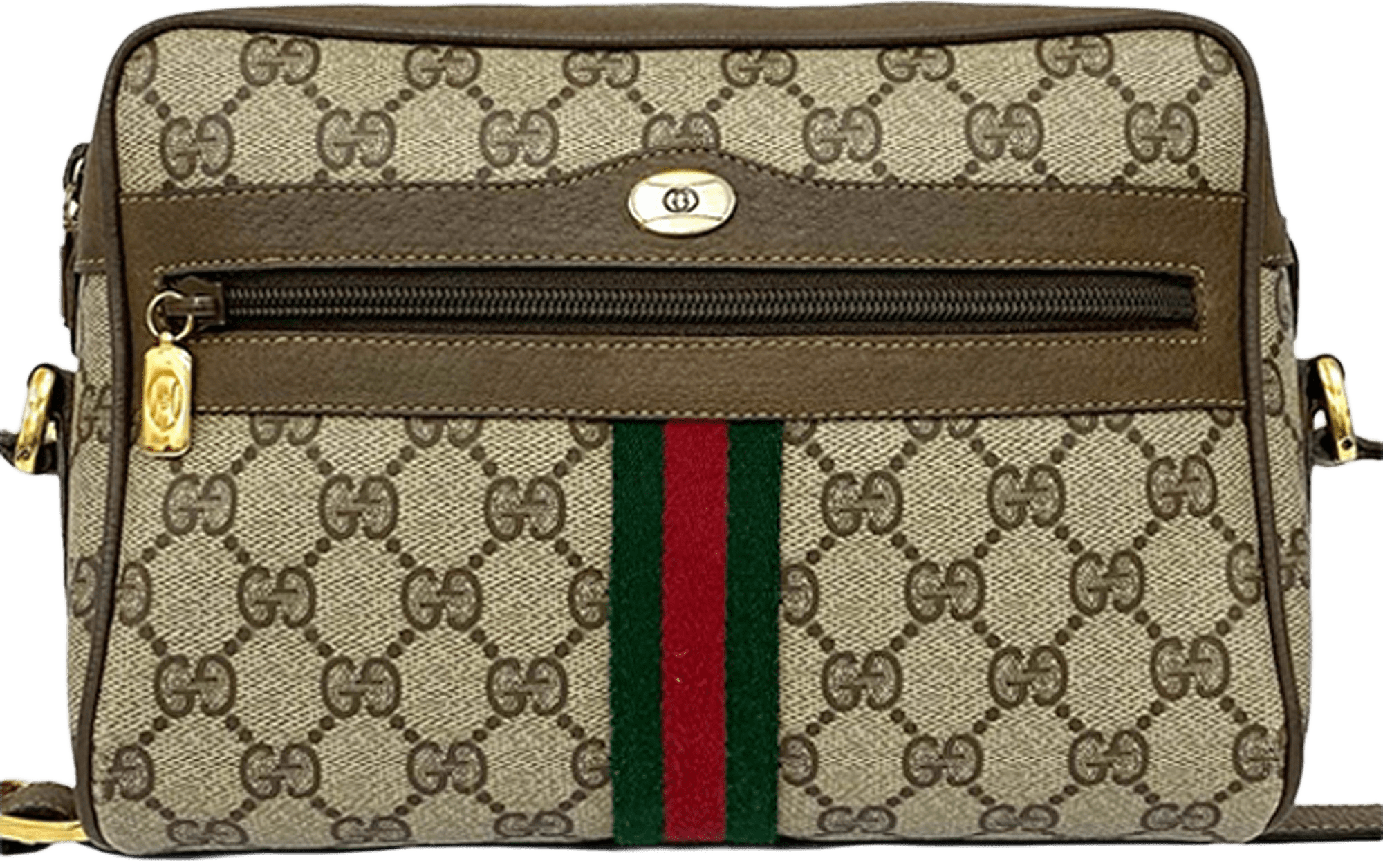 Gucci Gg Supreme Web Crossbody, från Luxclusif, i färgen beige.