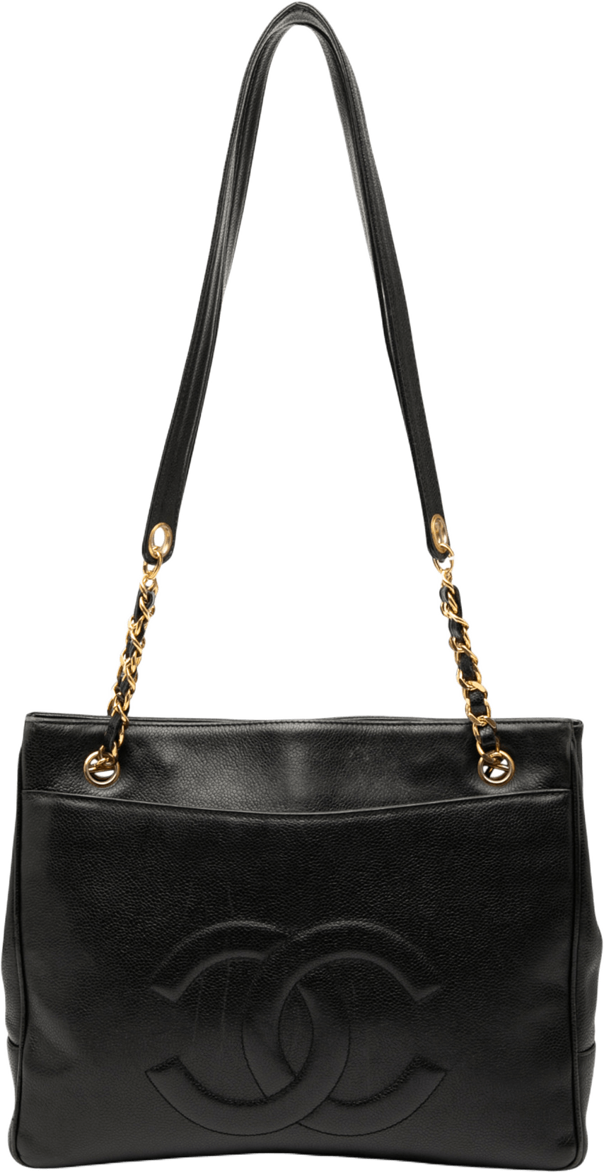 Chanel Cc Caviar Chain Tote, från Luxclusif, i färgen black.