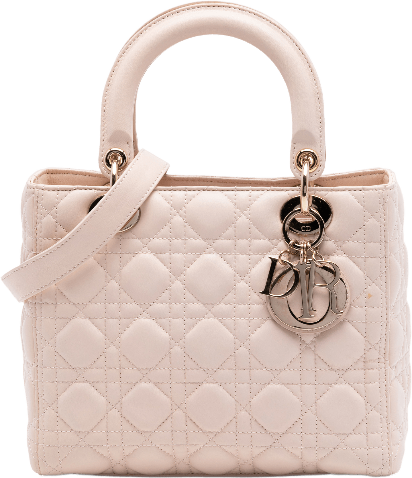 Dior Medium Lambskin Cannage Lady Dior, från Luxclusif, i färgen light pink.