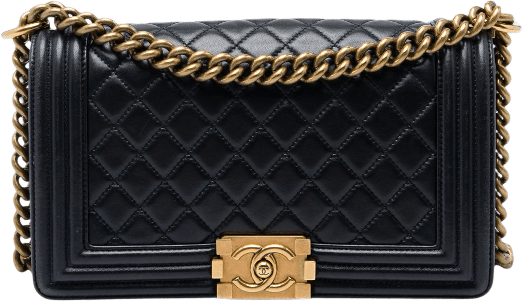 Chanel Old Medium Quilted Lambskin Boy Flap, från Luxclusif, i färgen svart.