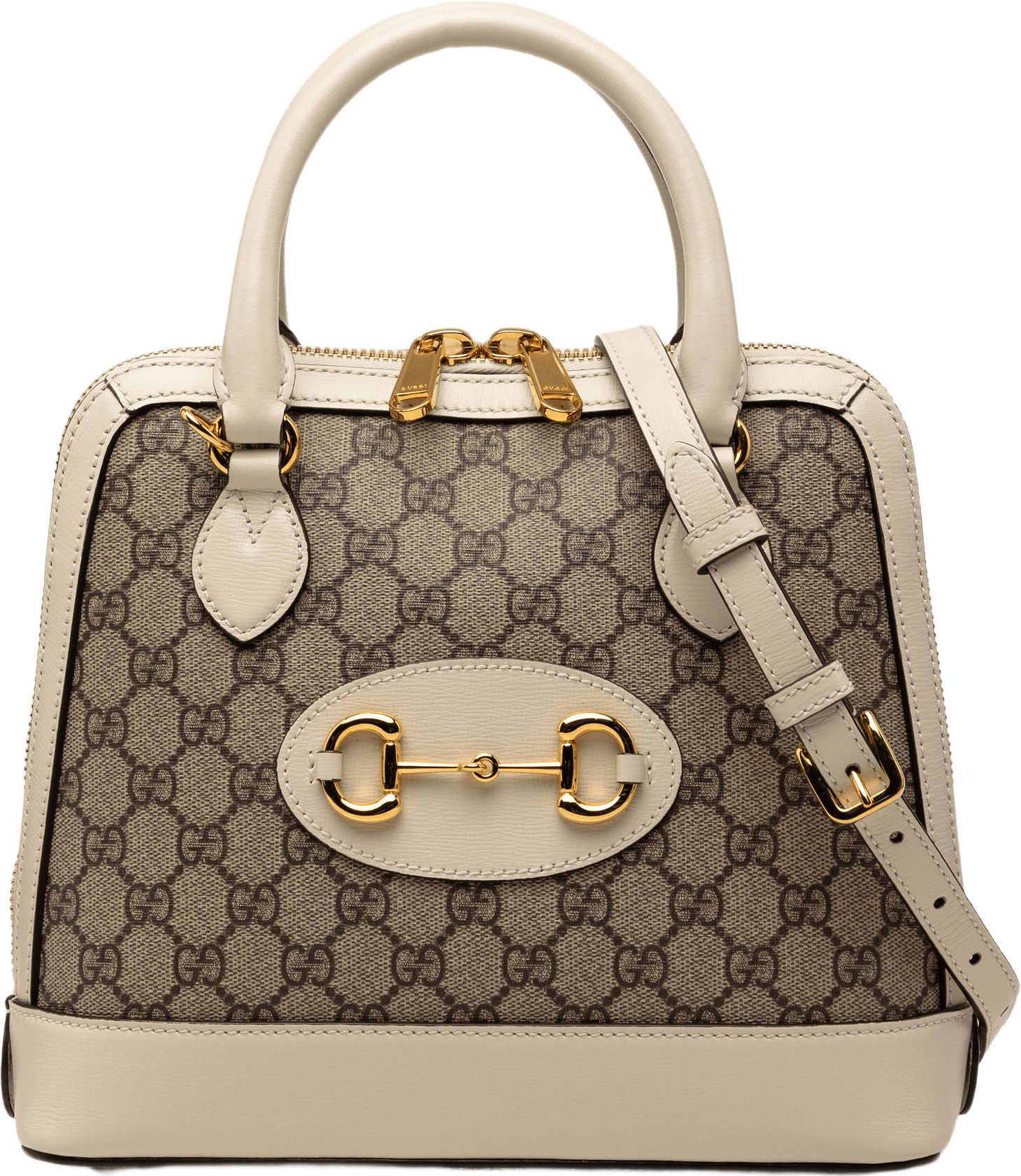 Gucci Small Gg Supreme Horsebit 1955 Satchel, från Luxclusif, i färgen beige.