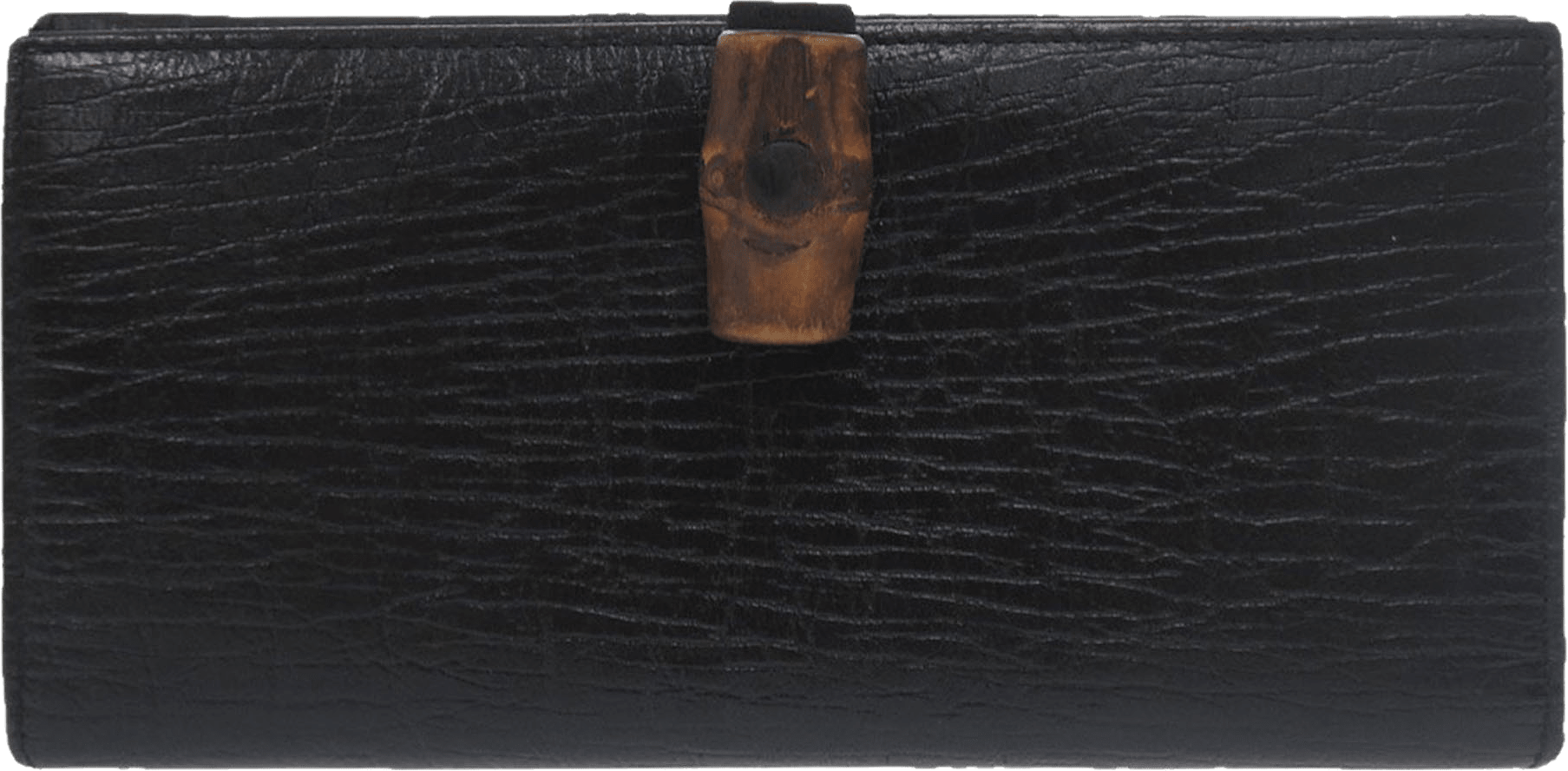 Gucci Textured Leather Bamboo Long Wallet, från Luxclusif, i färgen black.