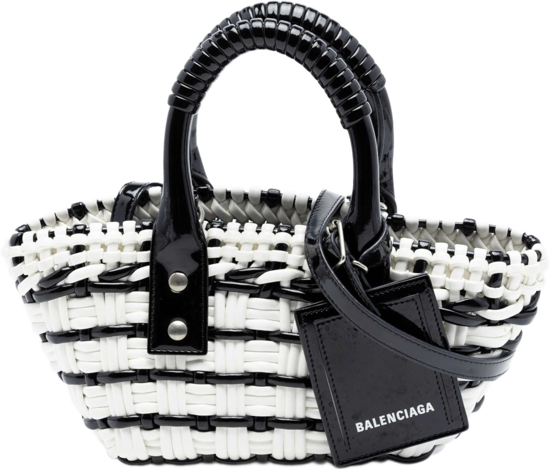 Balenciaga Faux Leather Bistro Basket Bag Xxs, från Luxclusif, i färgen vit.