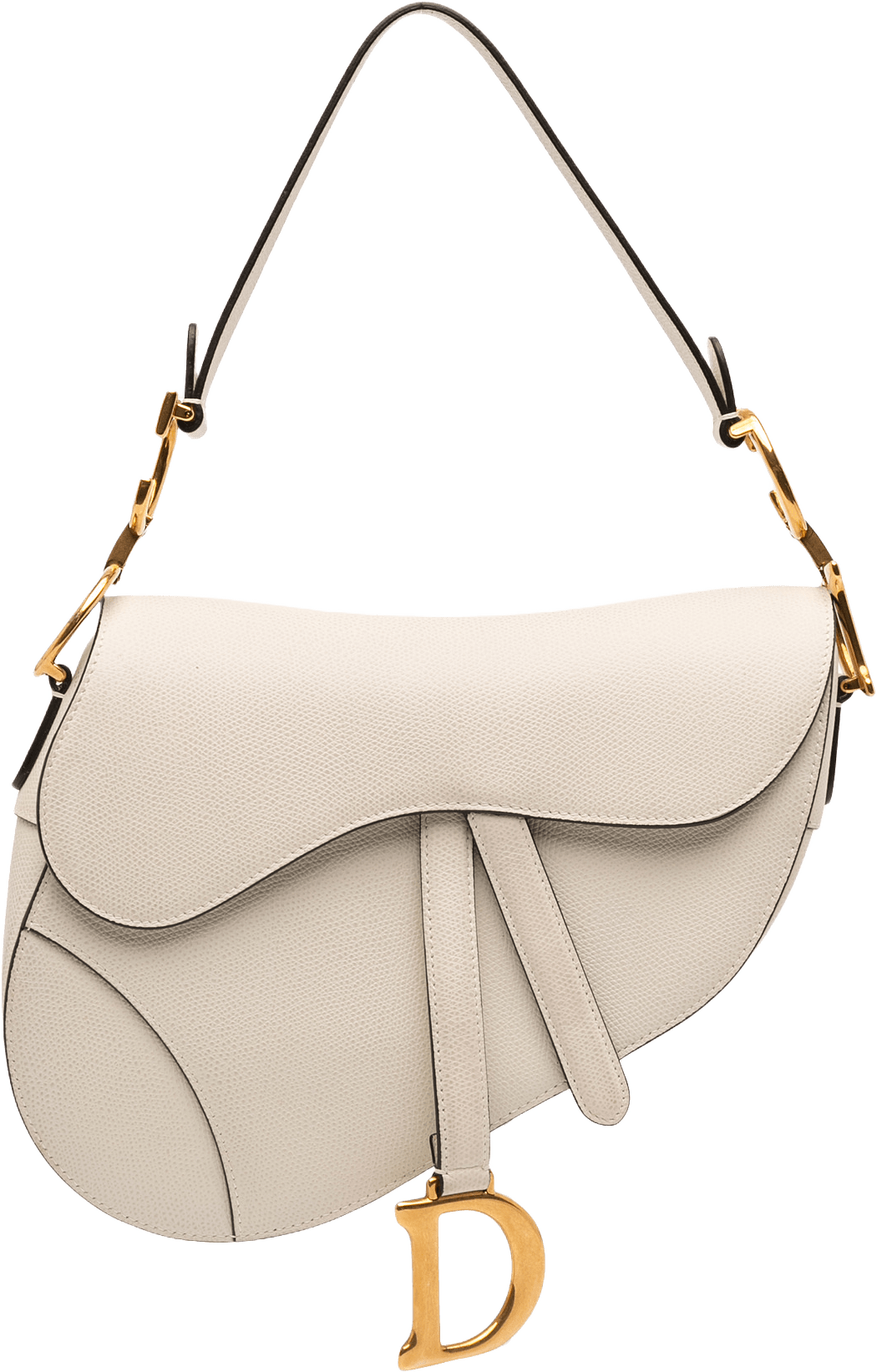 Dior Grained Calfskin Saddle Bag, från Luxclusif, i färgen white.