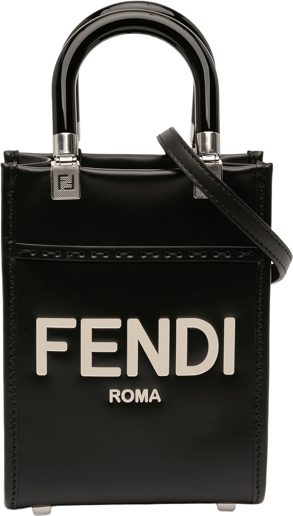 Fendi Mini Leather Sunshine Shopper Tote, från Luxclusif, i färgen black.