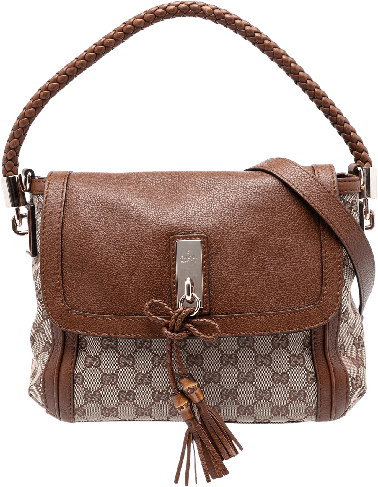 Gucci Gg Canvas Bella Flap Satchel, från Luxclusif, i färgen beige.