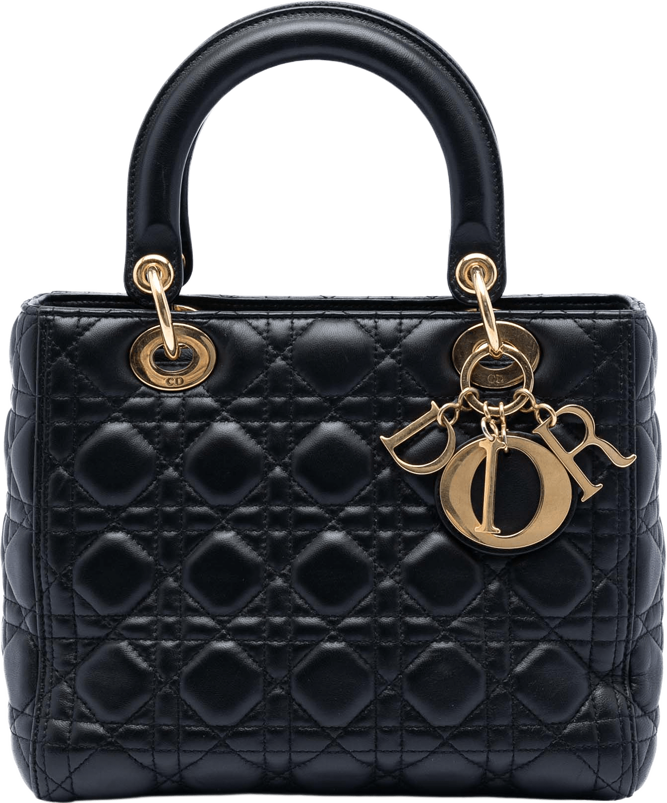 Dior Medium Lambskin Cannage Lady Dior, från Luxclusif, i färgen black.