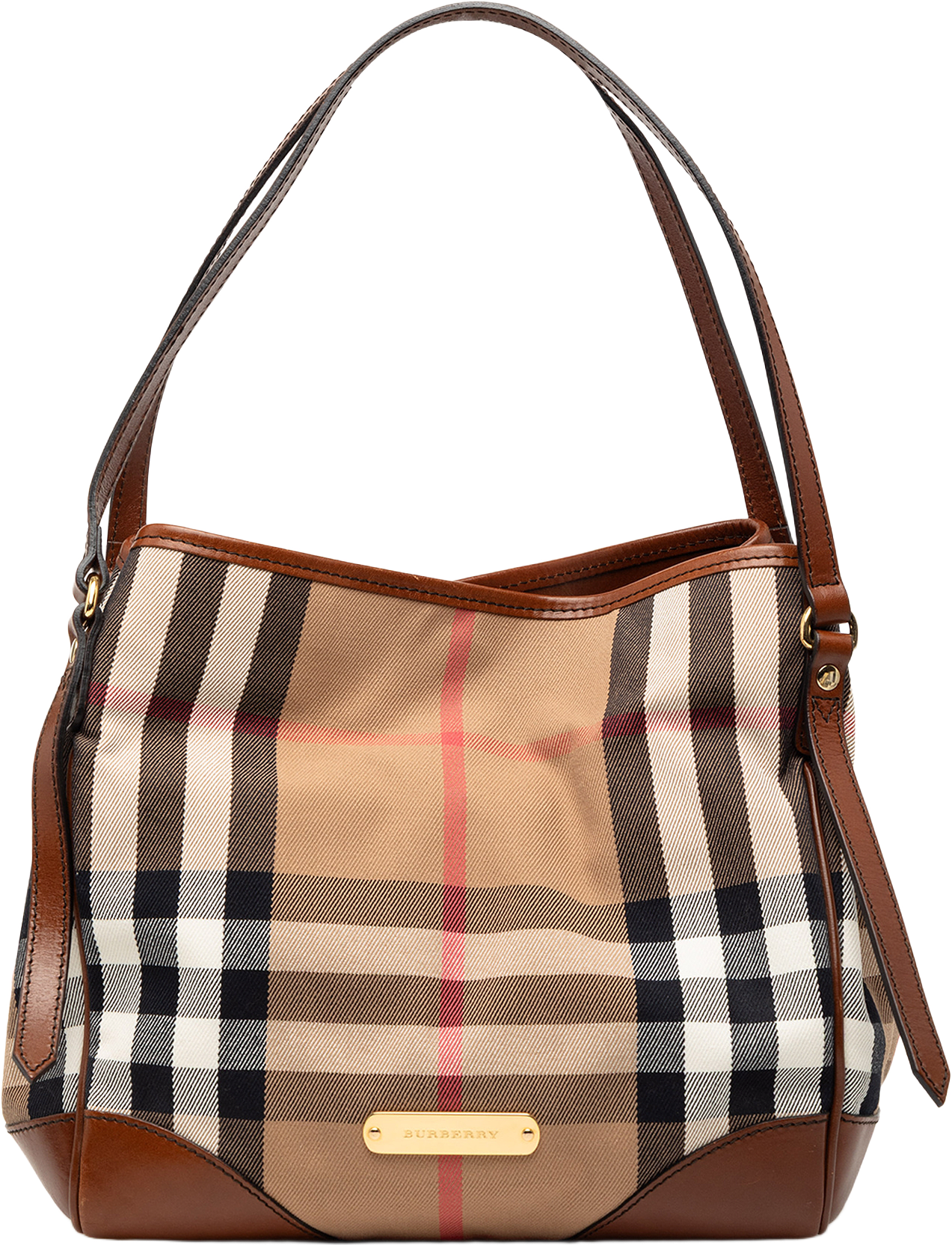 Burberry House Check Canvas Canterbury Tote, från Luxclusif, i färgen light brown.