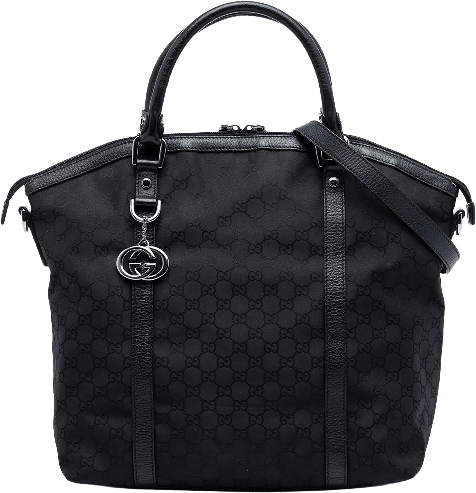 Gucci Large Gg Canvas Charm Dome Satchel, från Luxclusif, i färgen black.