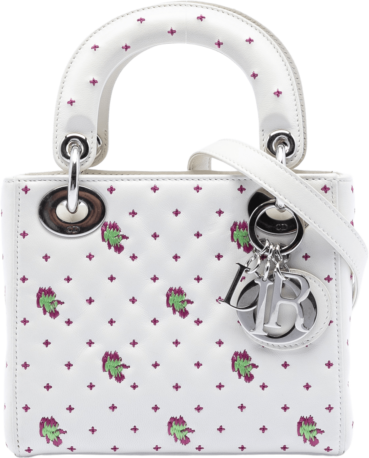 Dior Mini Embroidered Calfskin Lady Dior, från Luxclusif, i färgen white.