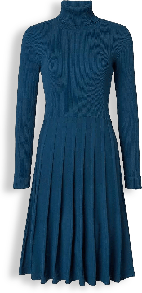 Stickad Klänning Med Polokrage - Henna Rollneck Darkblue