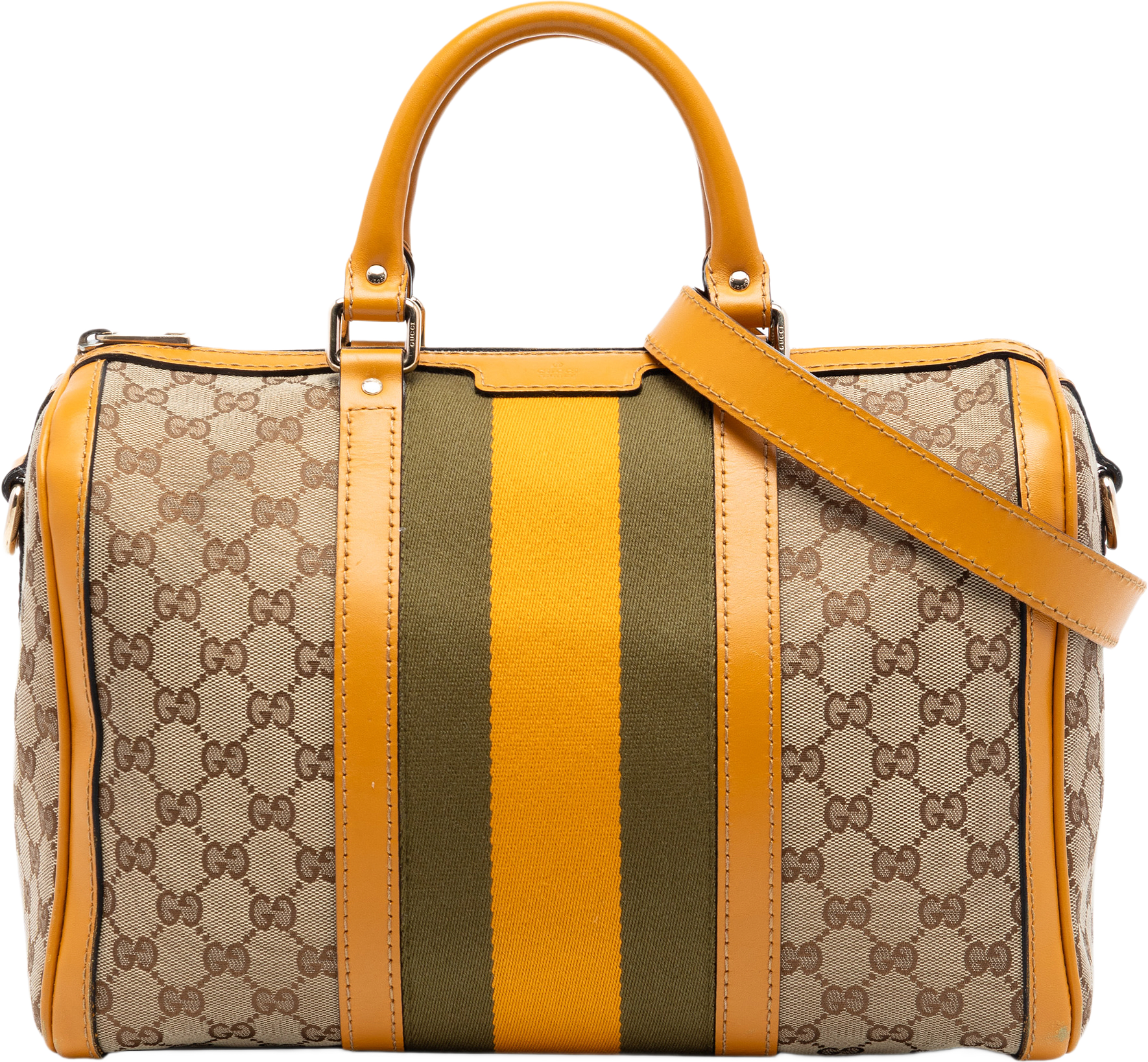 Gucci Medium Gg Canvas Web Joy Boston Bag, från Luxclusif, i färgen beige.