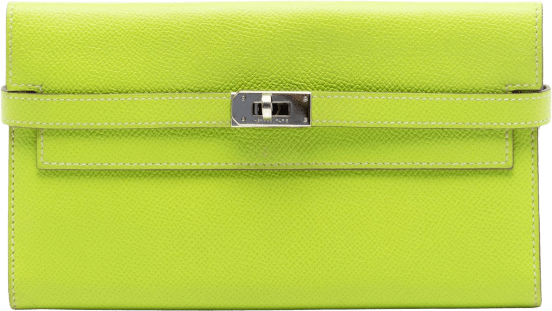 Hermès Chevre Mysore Vero Kelly Longue Wallet, från Luxclusif, i färgen lime.