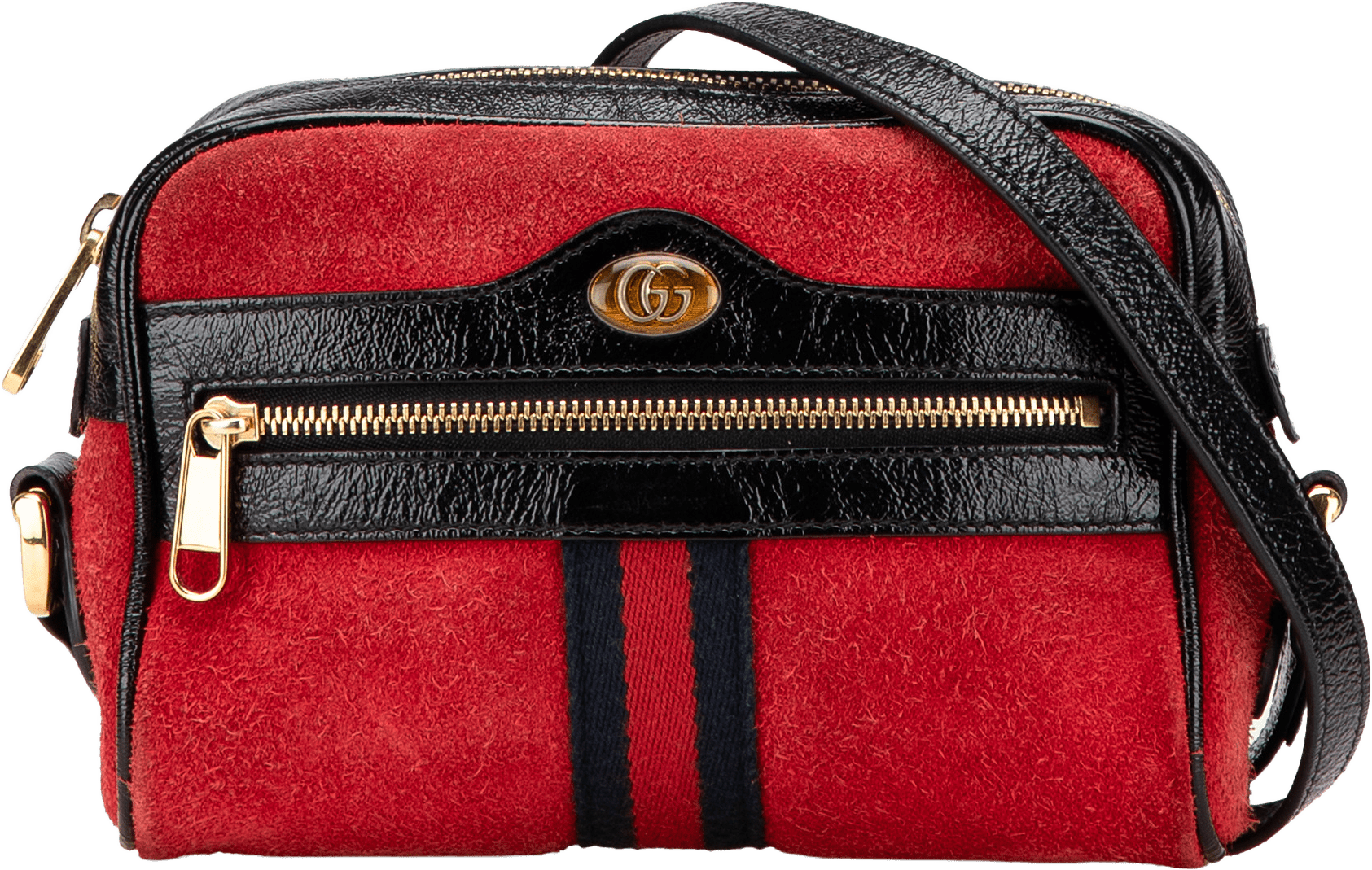 Gucci Mini Suede Ophidia Crossbody, från Luxclusif, i färgen red.
