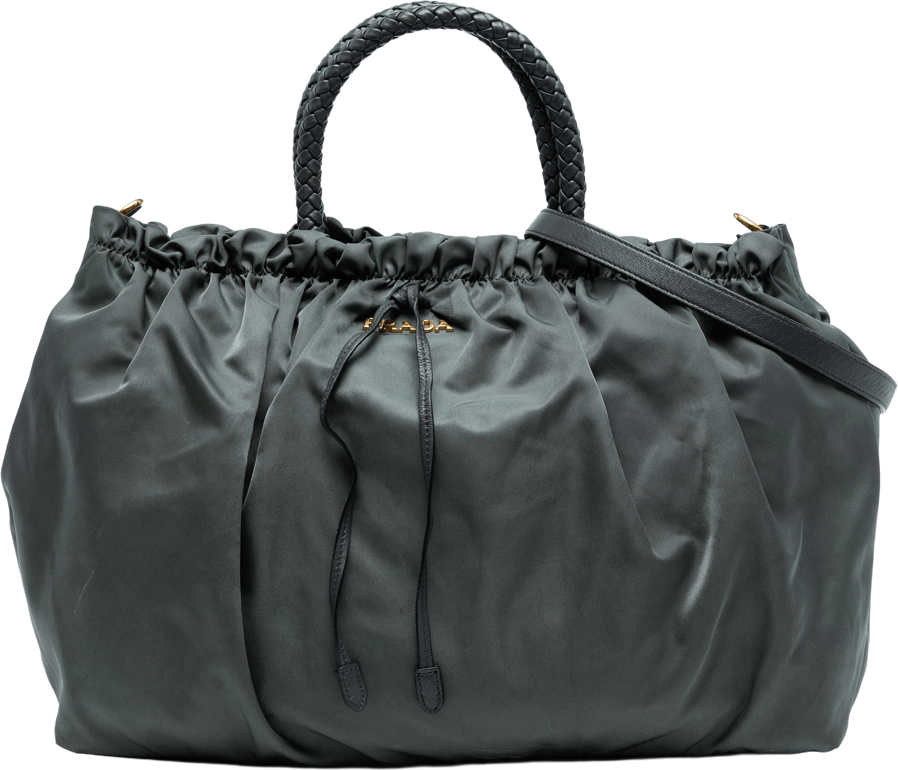 Prada Tessuto Bow Satchel, från Luxclusif, i färgen dark gray.