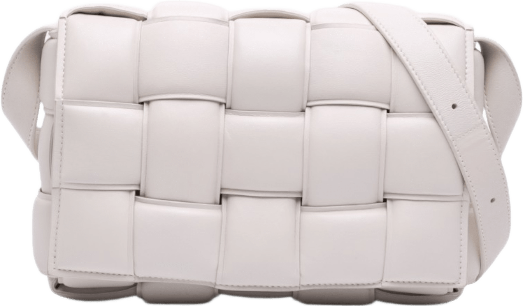 Bottega Veneta Nappa Intrecciato Padded Cassette Crossbody, från Luxclusif, i färgen vit.