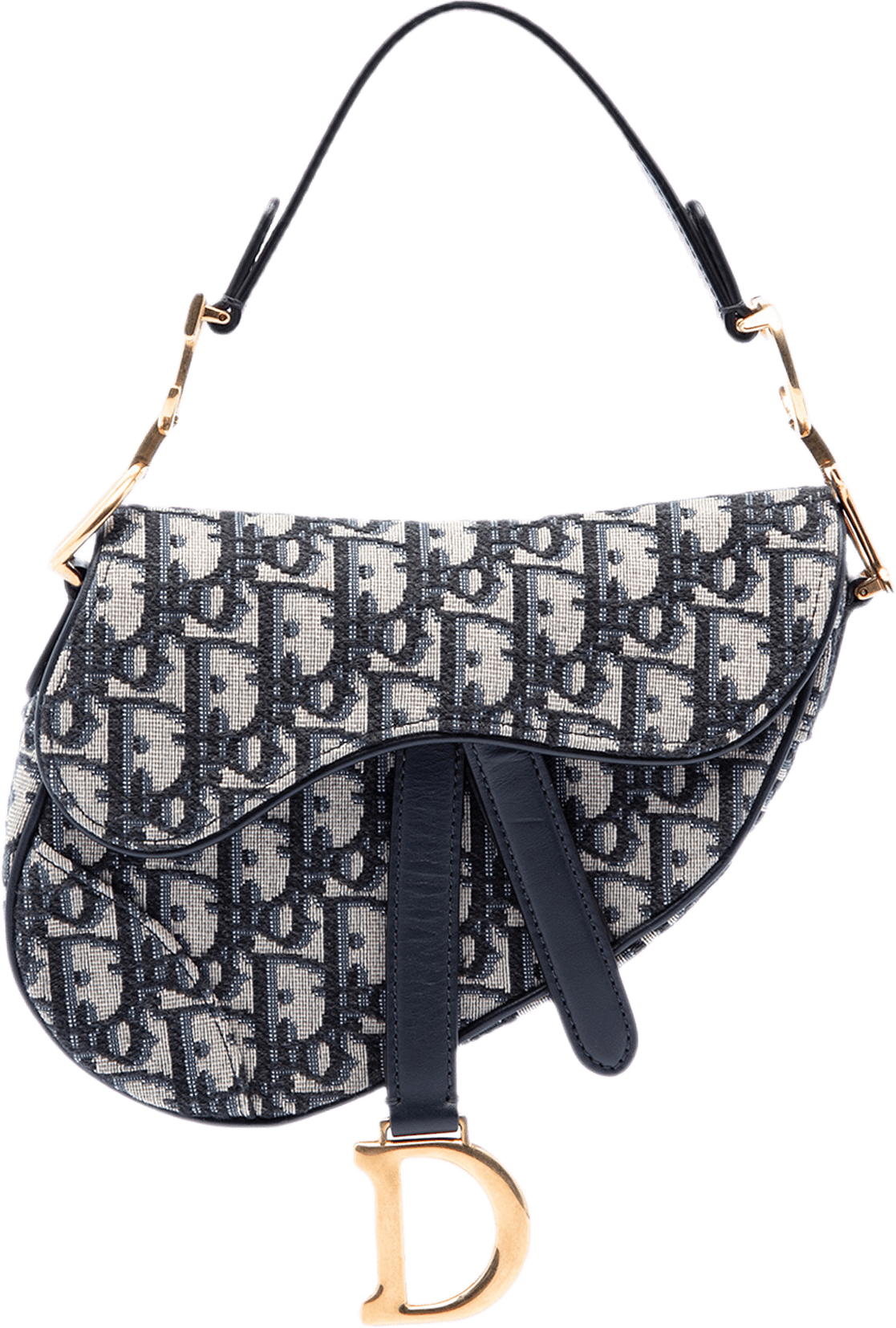 Dior Mini Oblique Canvas Saddle Bag, från Luxclusif, i färgen blå.