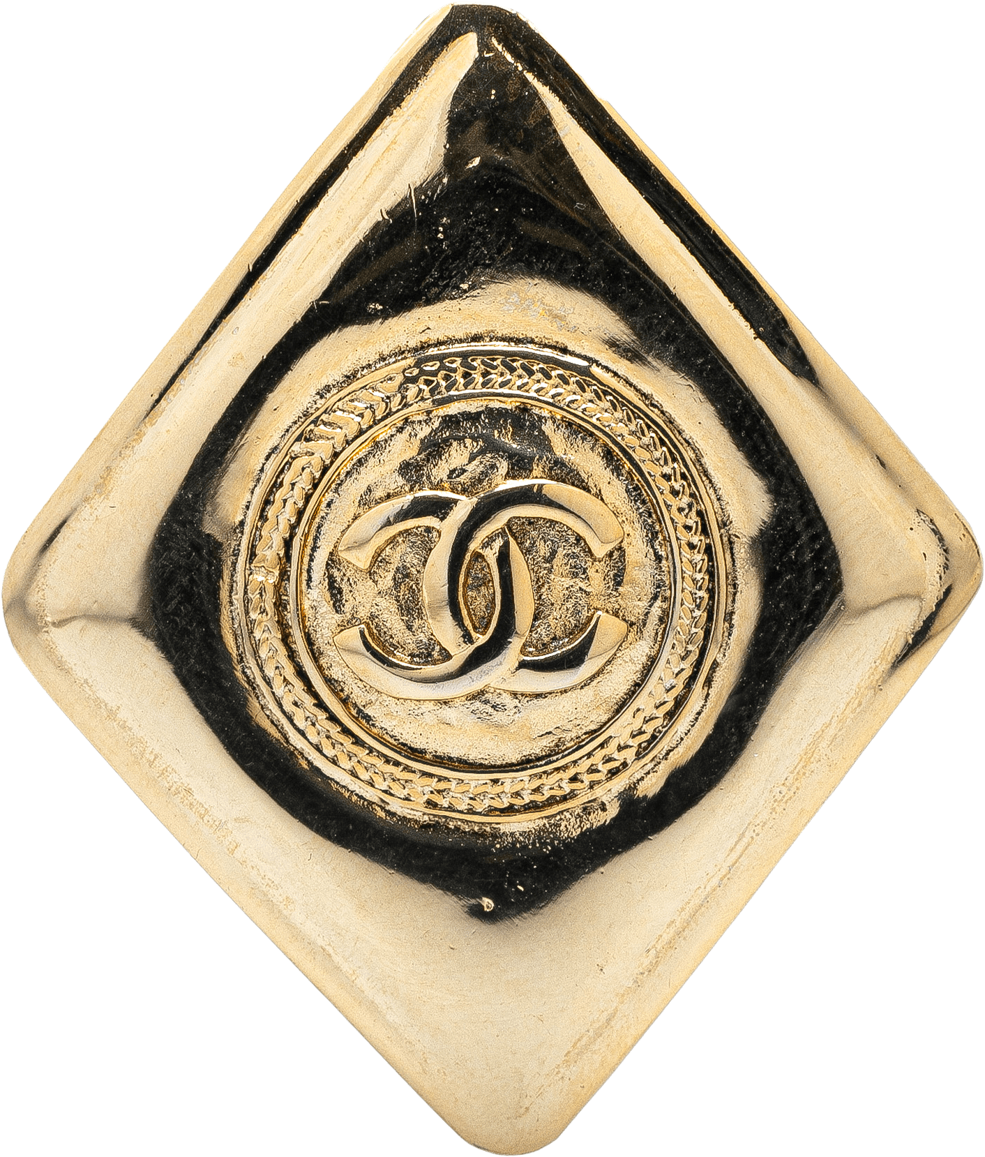 Chanel Gold Plated Cc Diamond Brooch