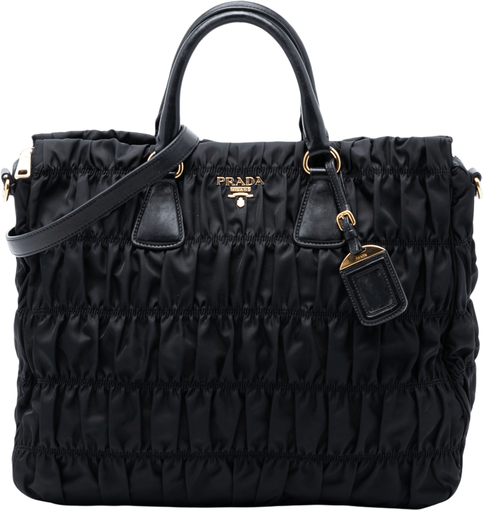 Prada Tessuto Gaufre Satchel, från Luxclusif, i färgen black.