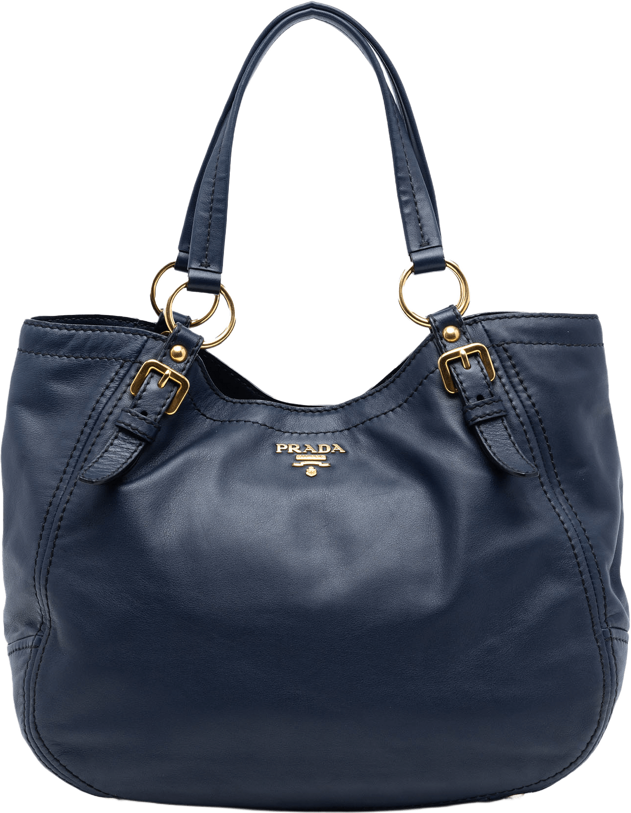 Prada Vitello Lux Shoulder Bag, från Luxclusif, i färgen navy.