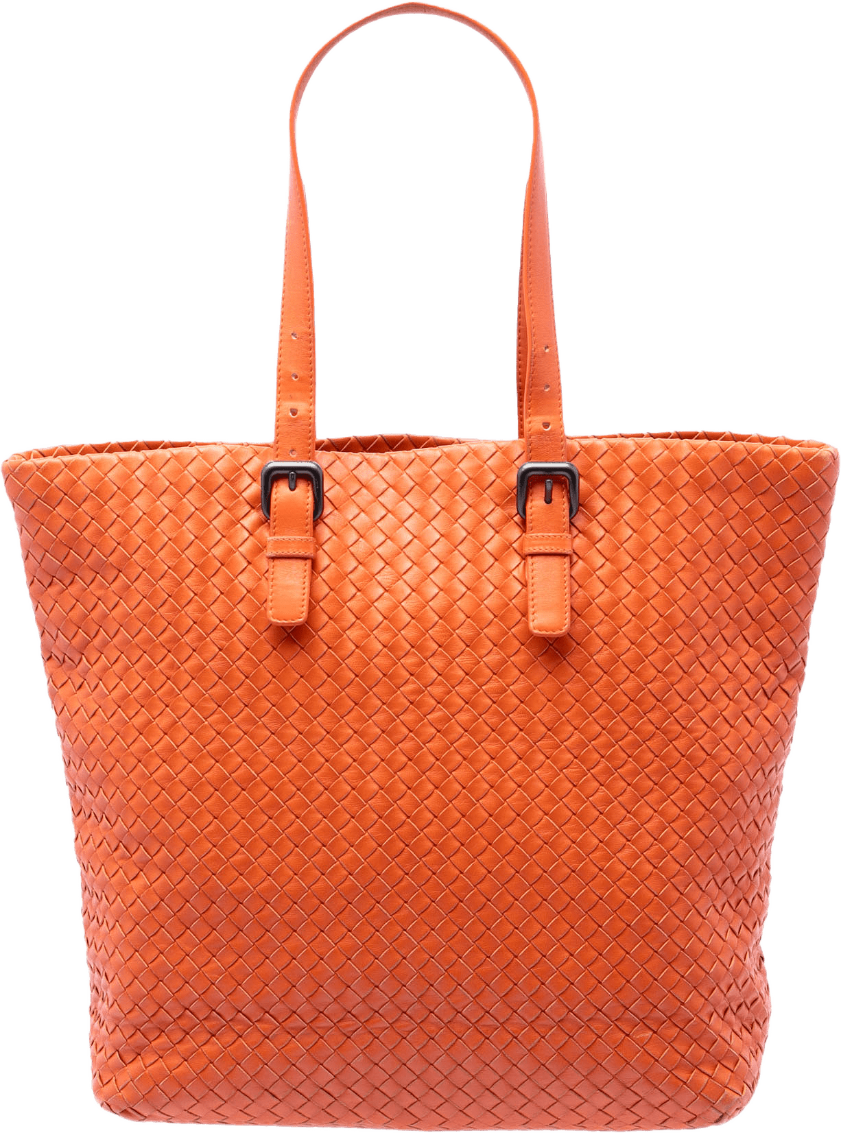 Bottega Veneta Nappa Intrecciato Belt Strap Tote, från Luxclusif, i färgen orange.