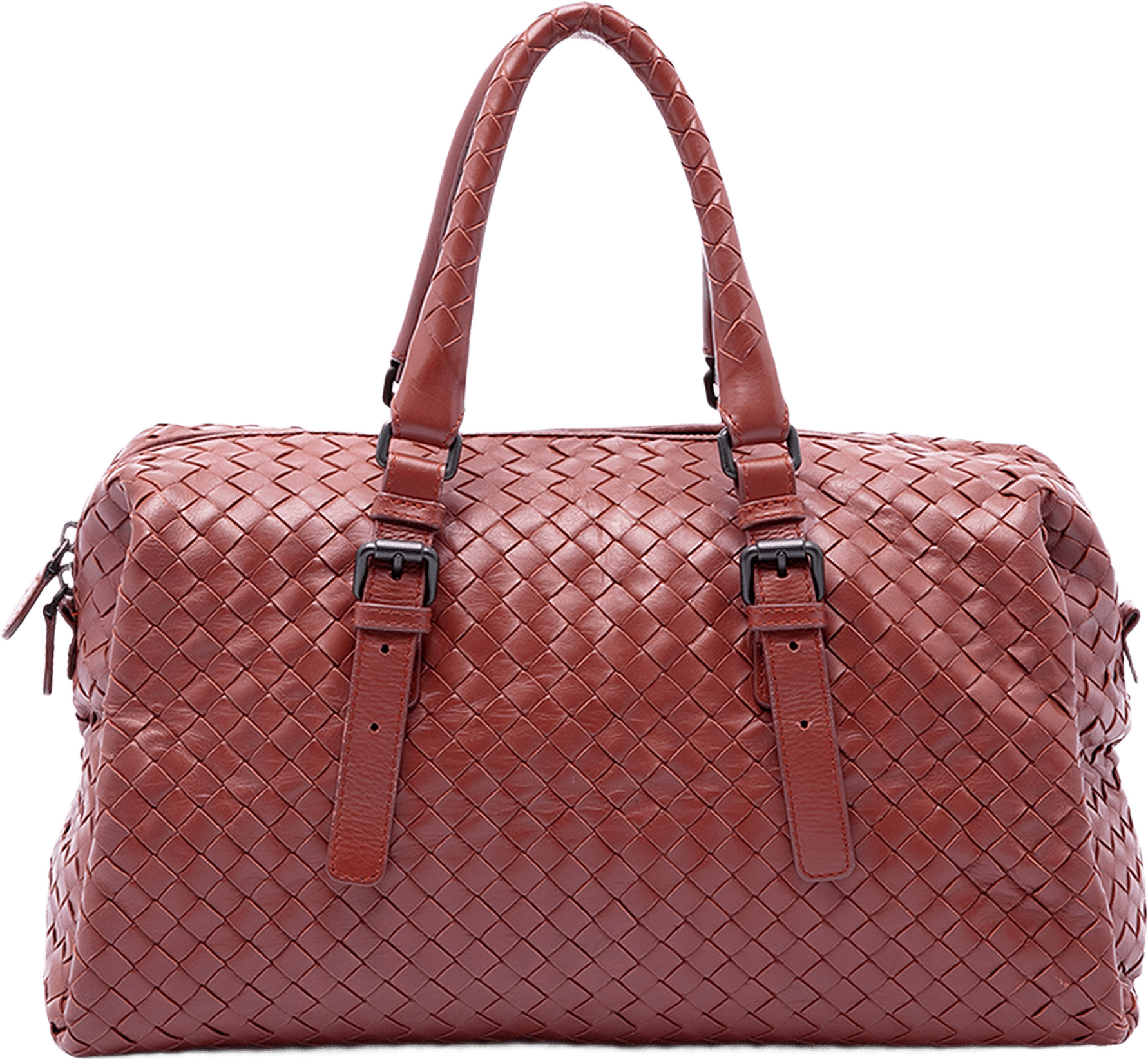 Bottega Veneta Nappa Intrecciato Boston Bag, från Luxclusif, i färgen röd.